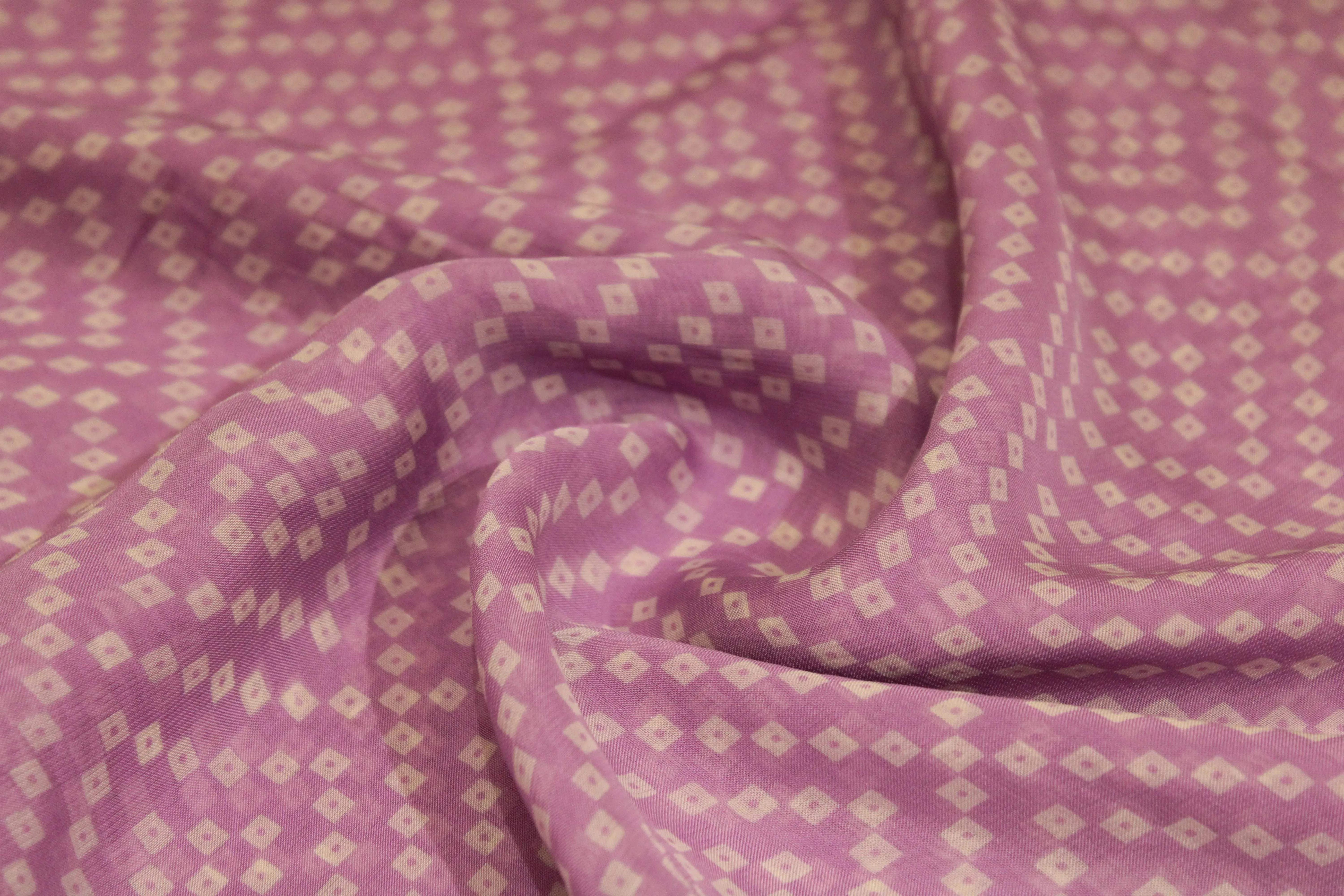 Knots: Pure Organza Bandhej Fabric - Lavender - M'Foks