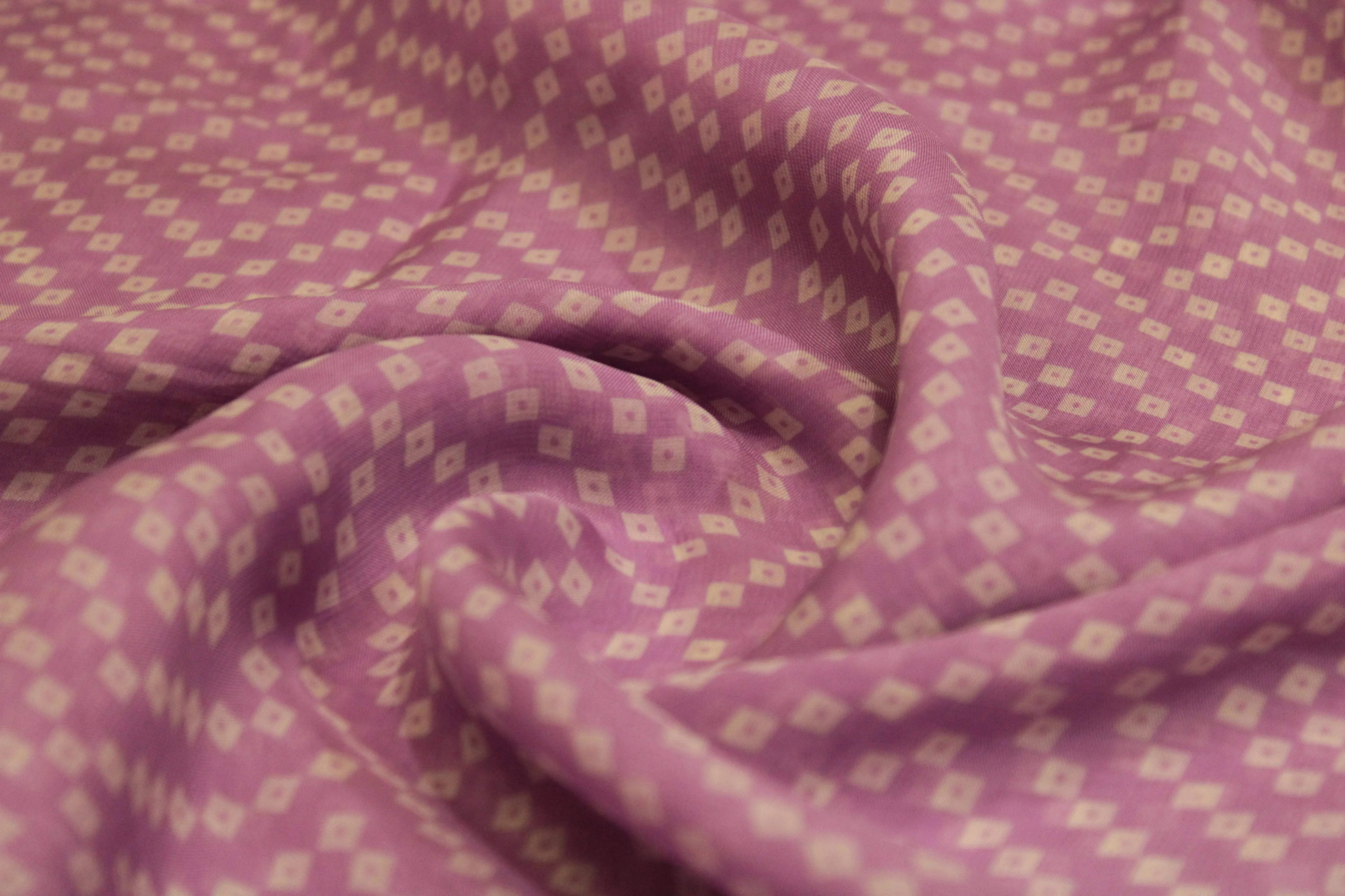 Knots: Pure Organza Bandhej Fabric - Lavender - M'Foks