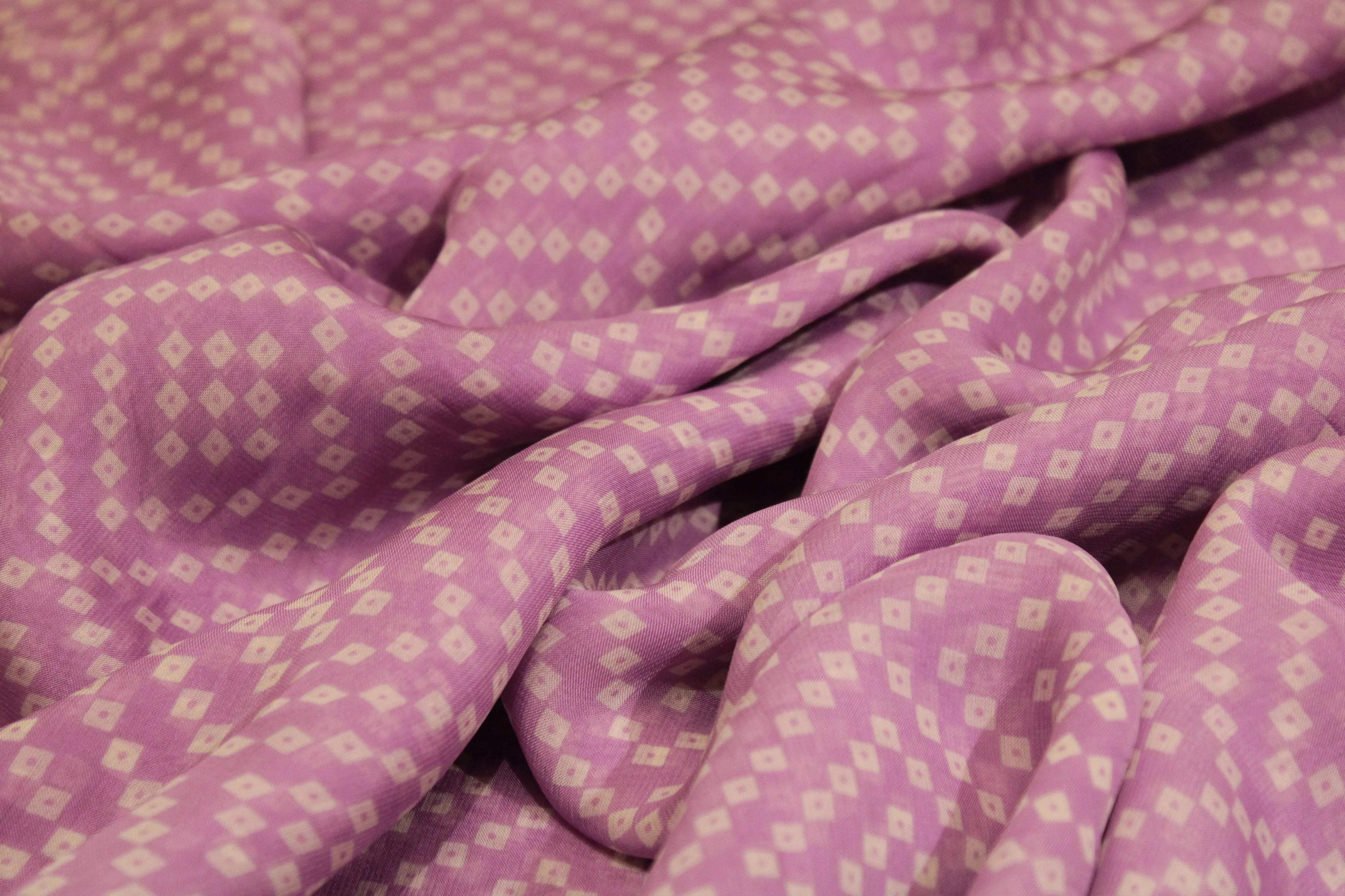Knots: Pure Organza Bandhej Fabric - Lavender - M'Foks