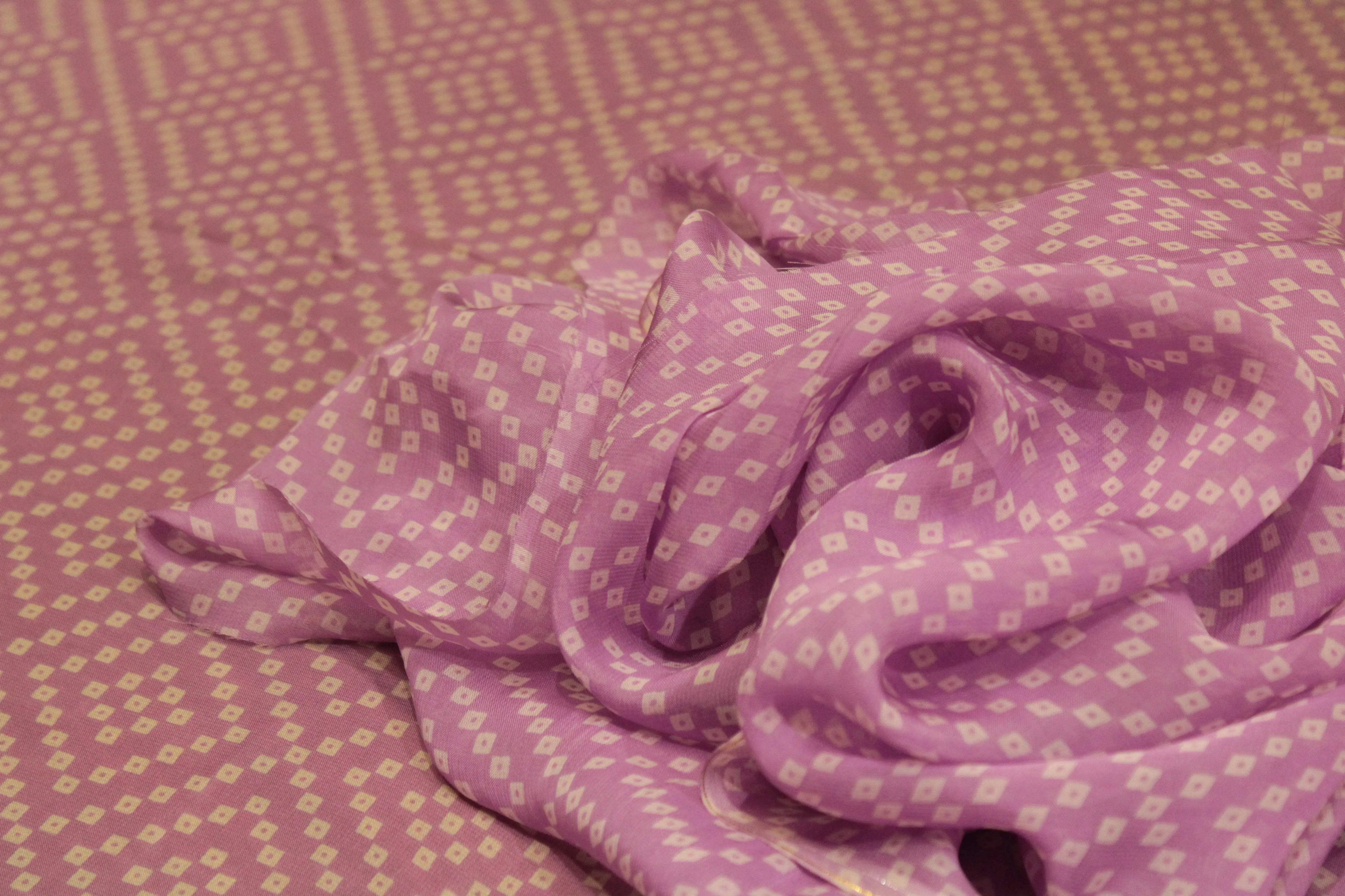 Knots: Pure Organza Bandhej Fabric - Lavender - M'Foks