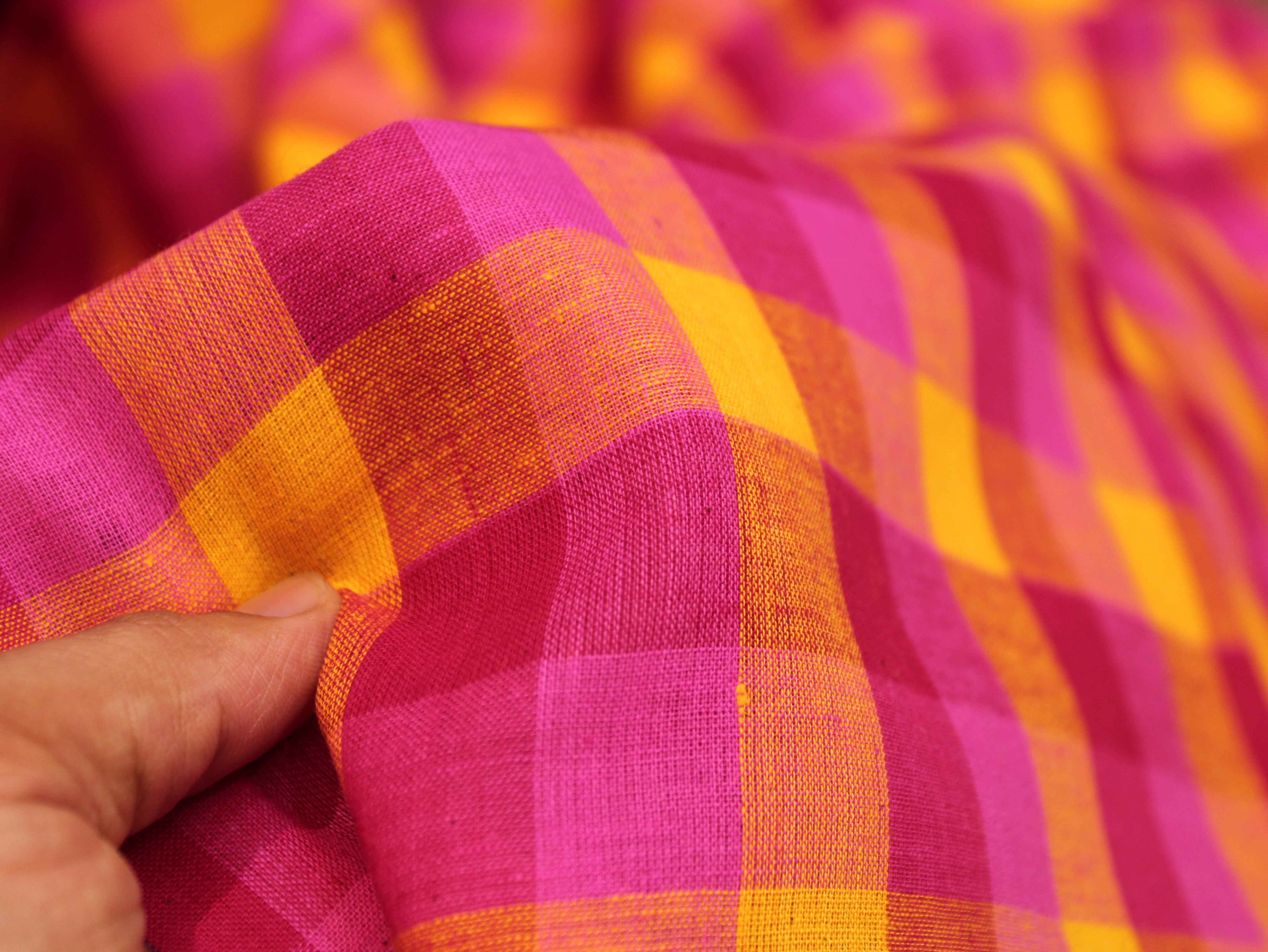 Pure Cotton Handloom Multi Checked Fabric 44 Inch | Mfoks