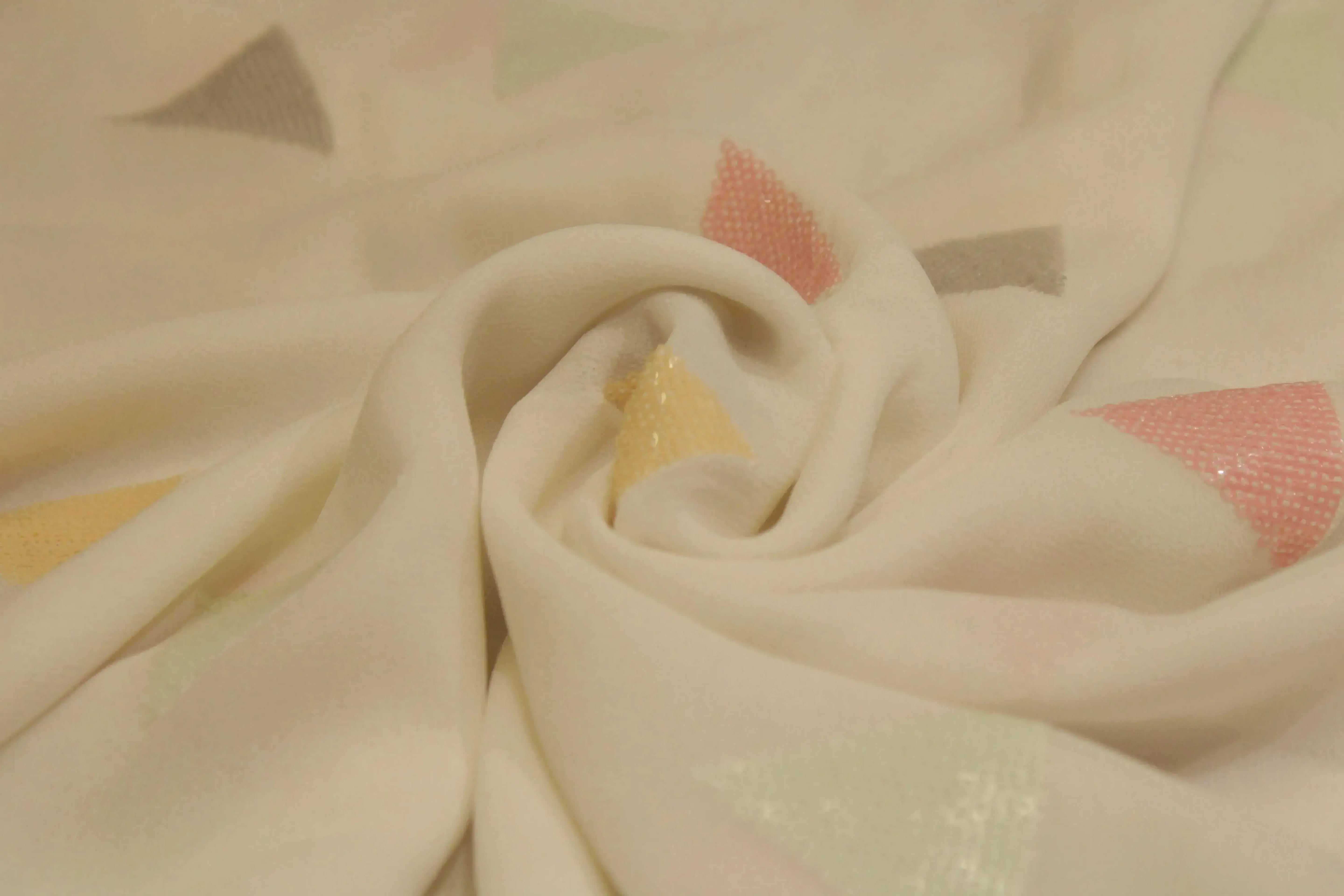 Bemberg Georgette Multi Sequin Work Fabric - White Dyeable - M'Foks