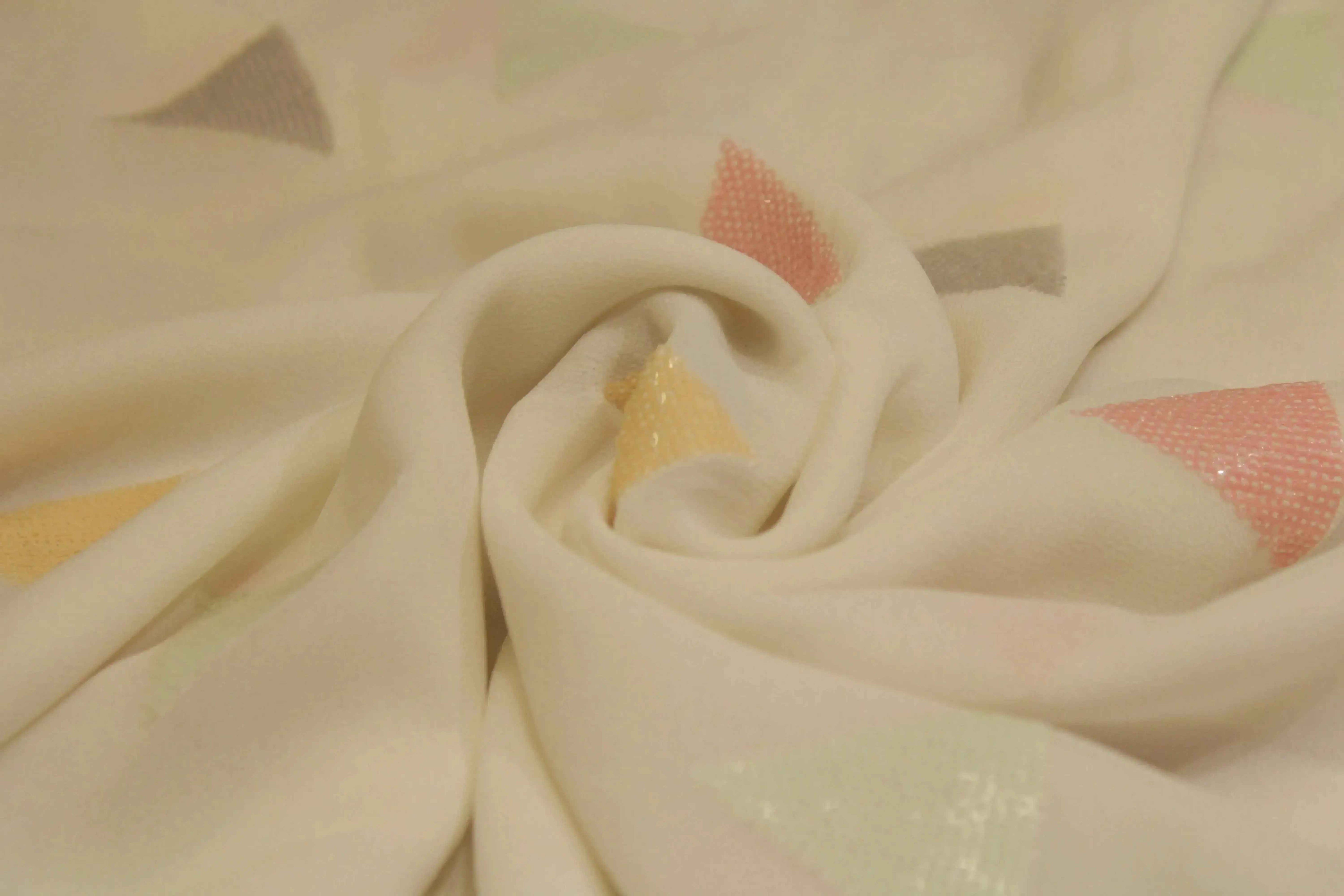 Bemberg Georgette Multi Sequin Work Fabric - White Dyeable
