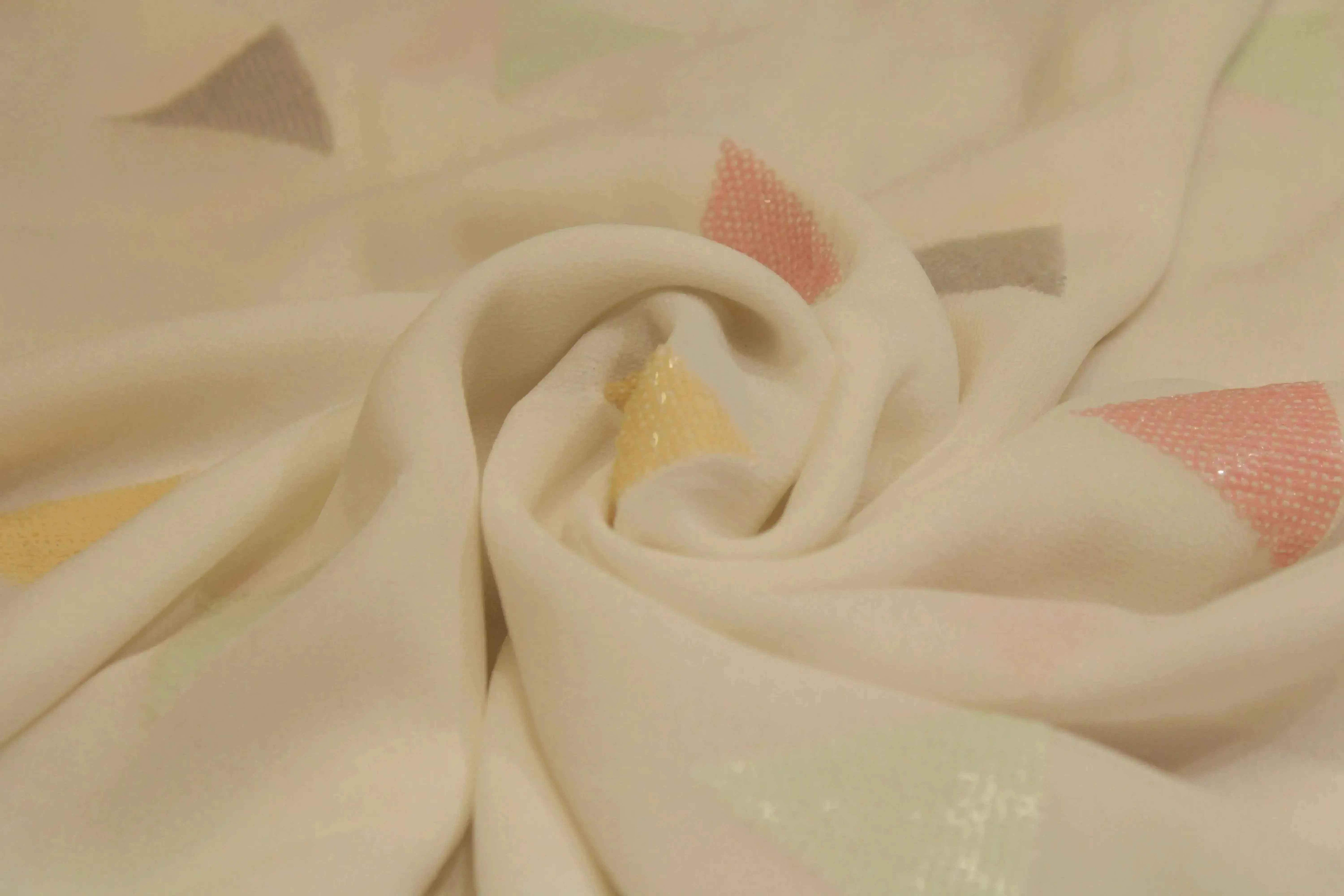 Bemberg Georgette Multi Sequin Work Fabric - White Dyeable