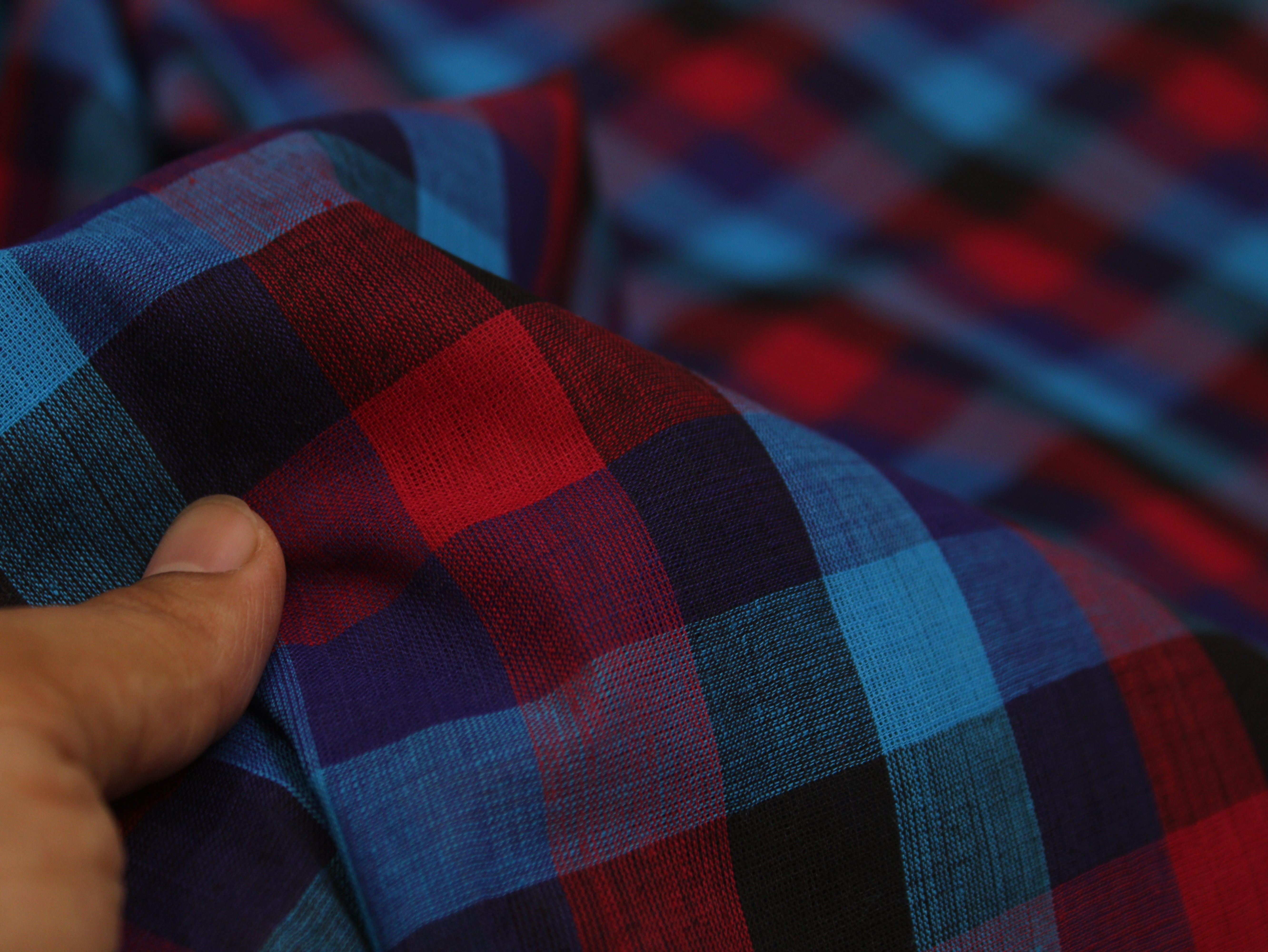 Pure Cotton Handloom Multi Checked Fabric 44 Inch | Mfoks