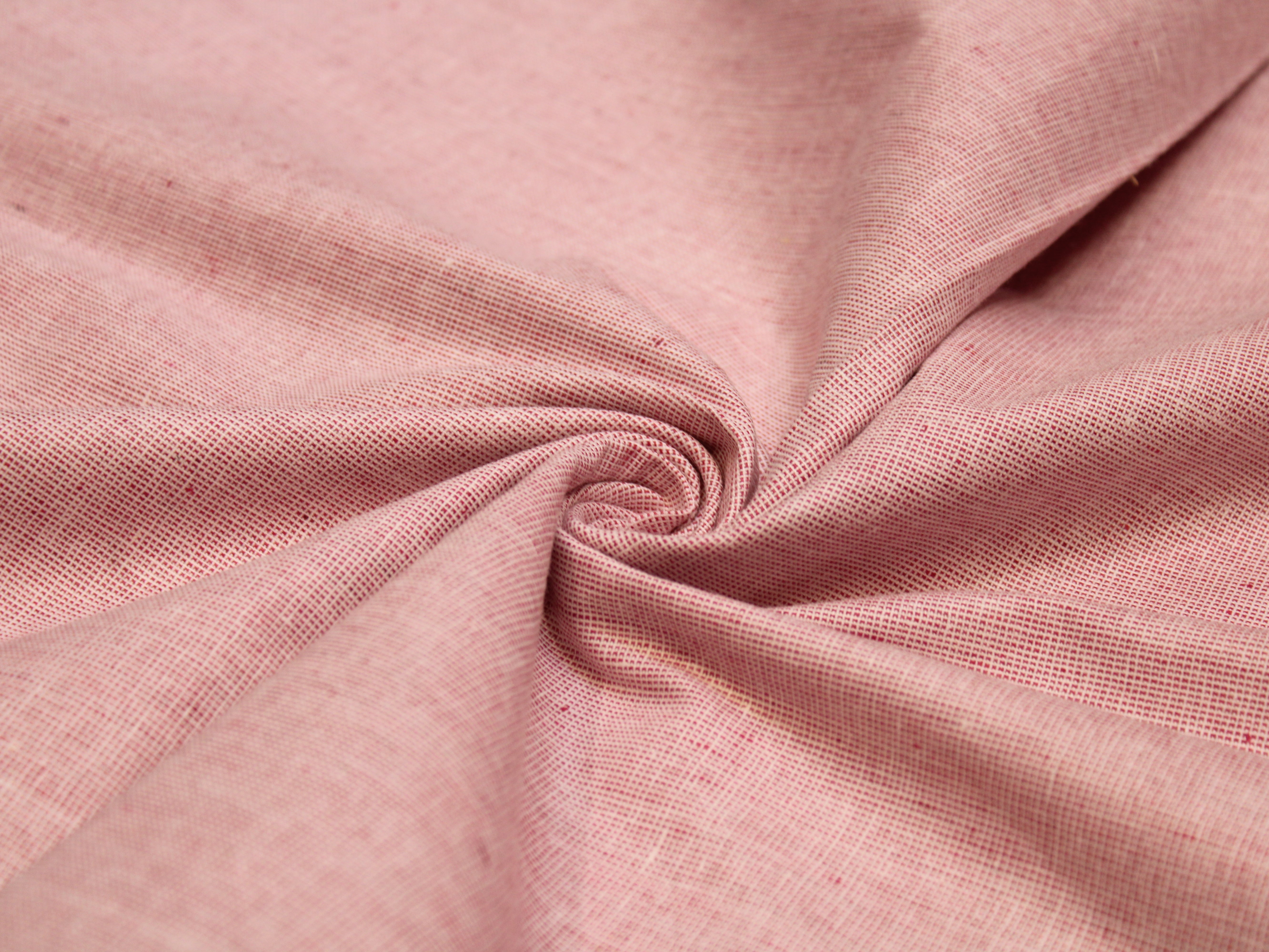 Pure Cotton Handloom Woven Fabric — Muted Red | Solid Texture | 44 Inch