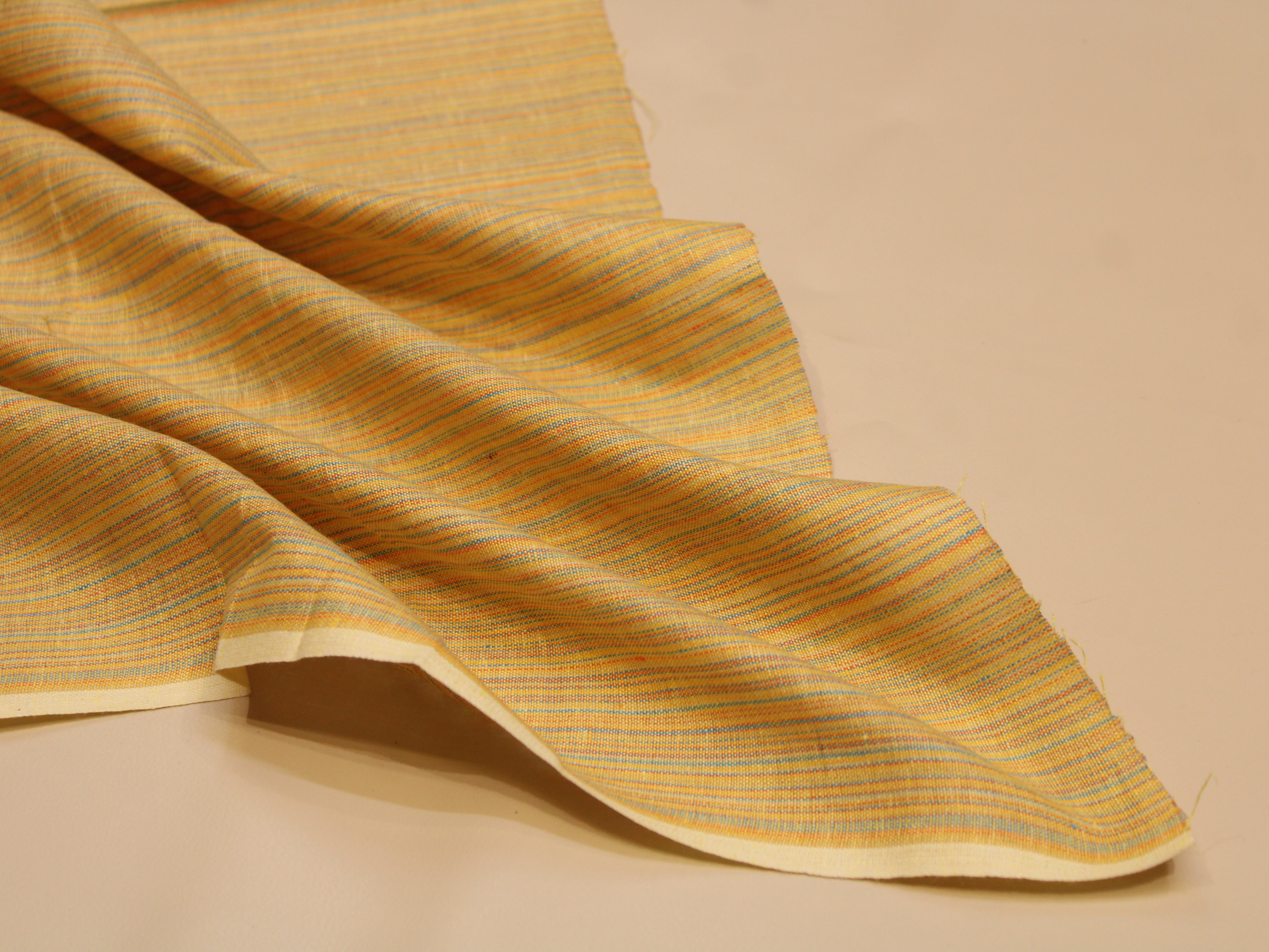 Pure Cotton Handloom Woven Fabric — Yellow | Solid | 44 Inch
