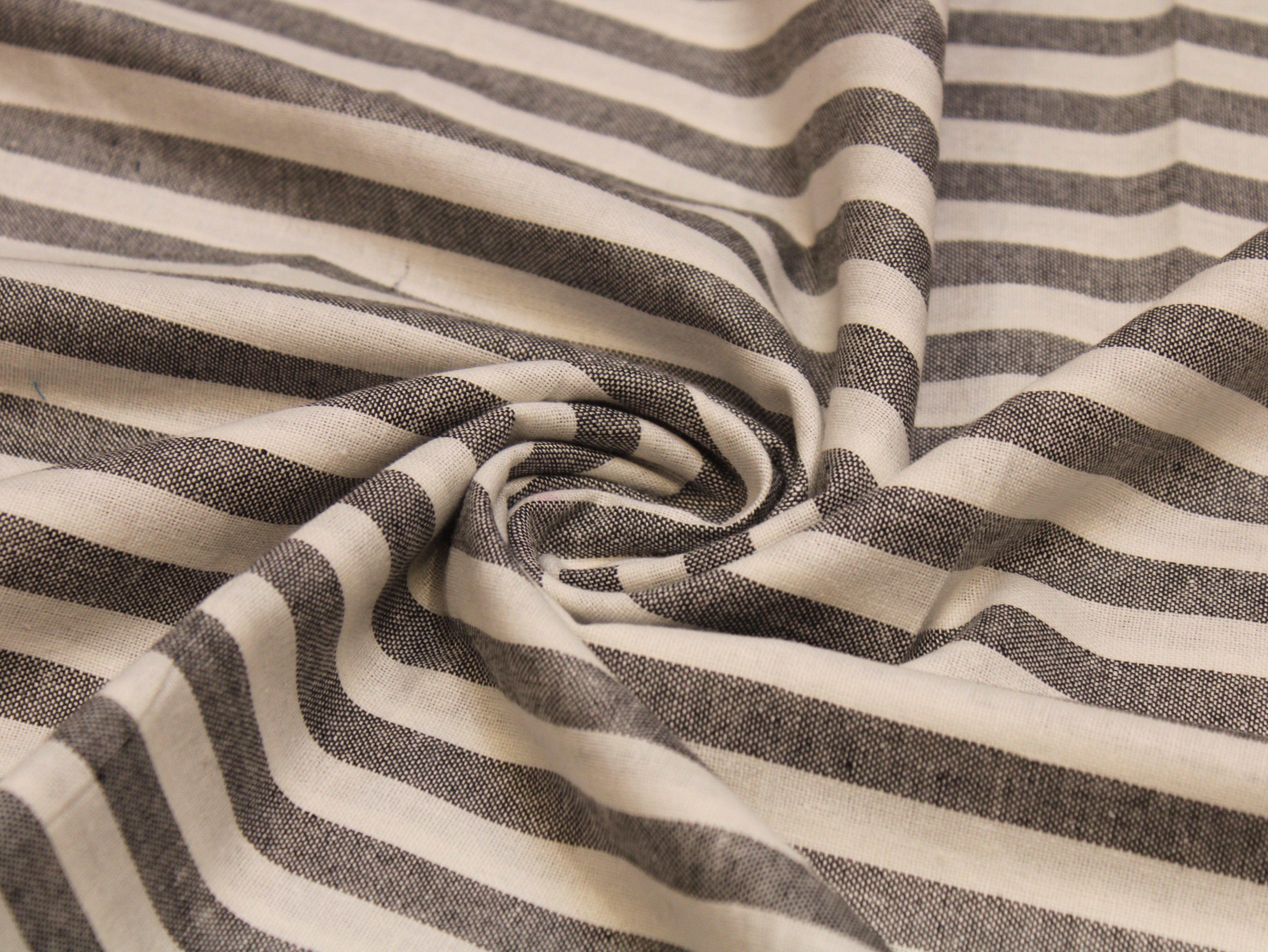 Pure Cotton Handloom Woven Fabric — Grey | Stripe | 44 Inch
