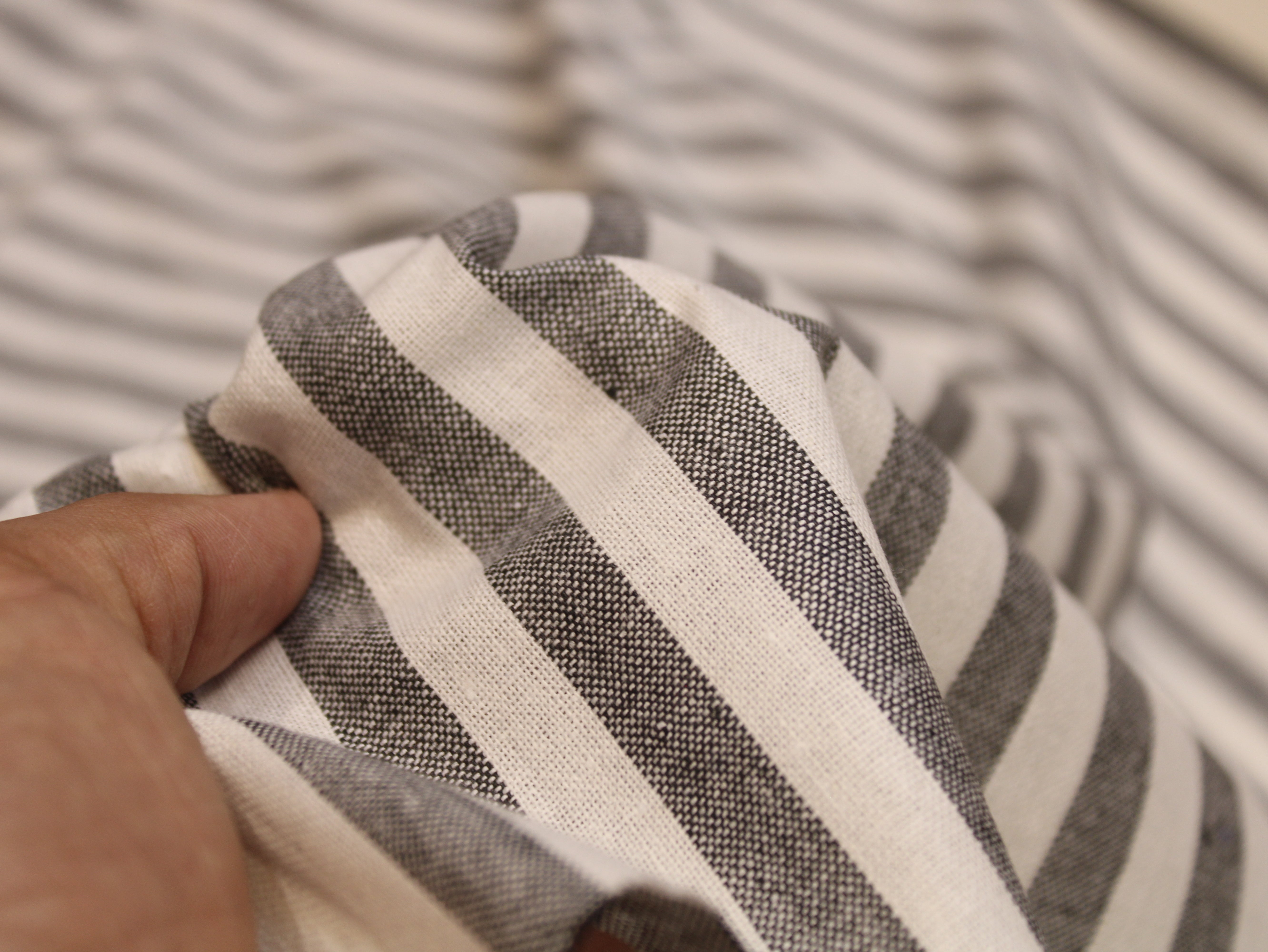 Pure Cotton Handloom Woven Fabric — Grey | Stripe | 44 Inch