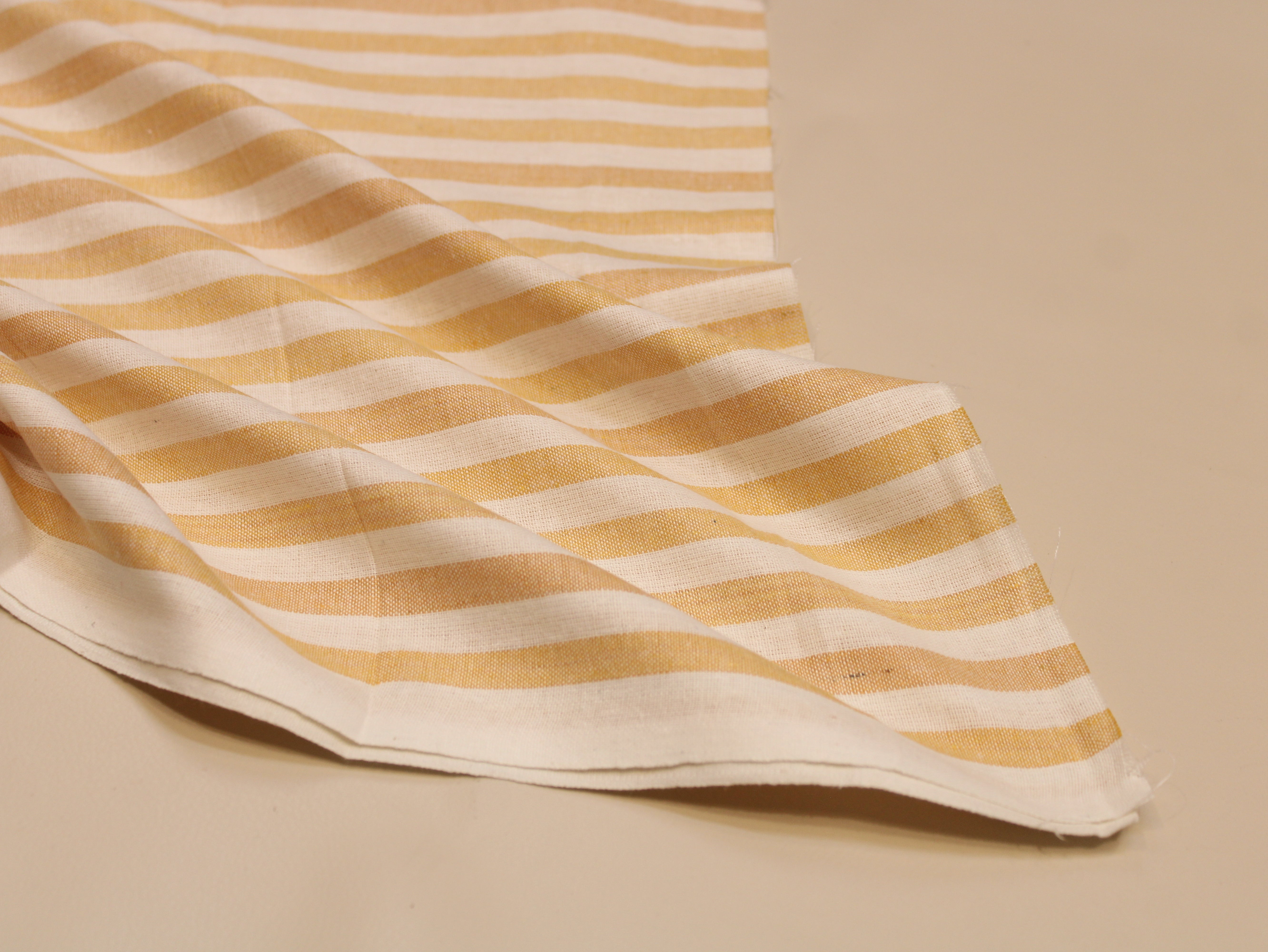 Pure Cotton Handloom Woven Fabric — Yellow | Stripe | 44 Inch