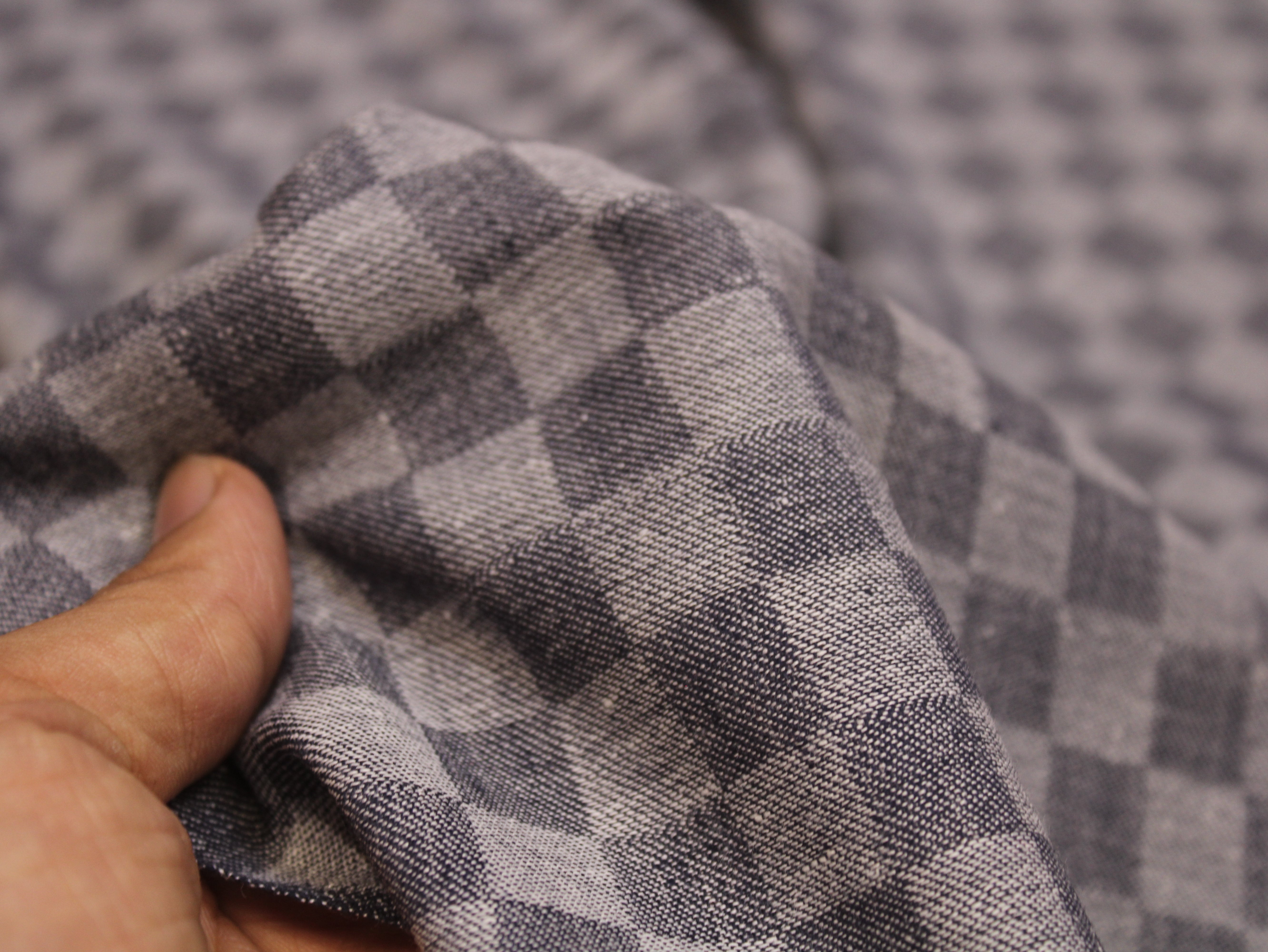 Pure Cotton Handloom Checked Fabric 44 Inch | Mfoks - Grey