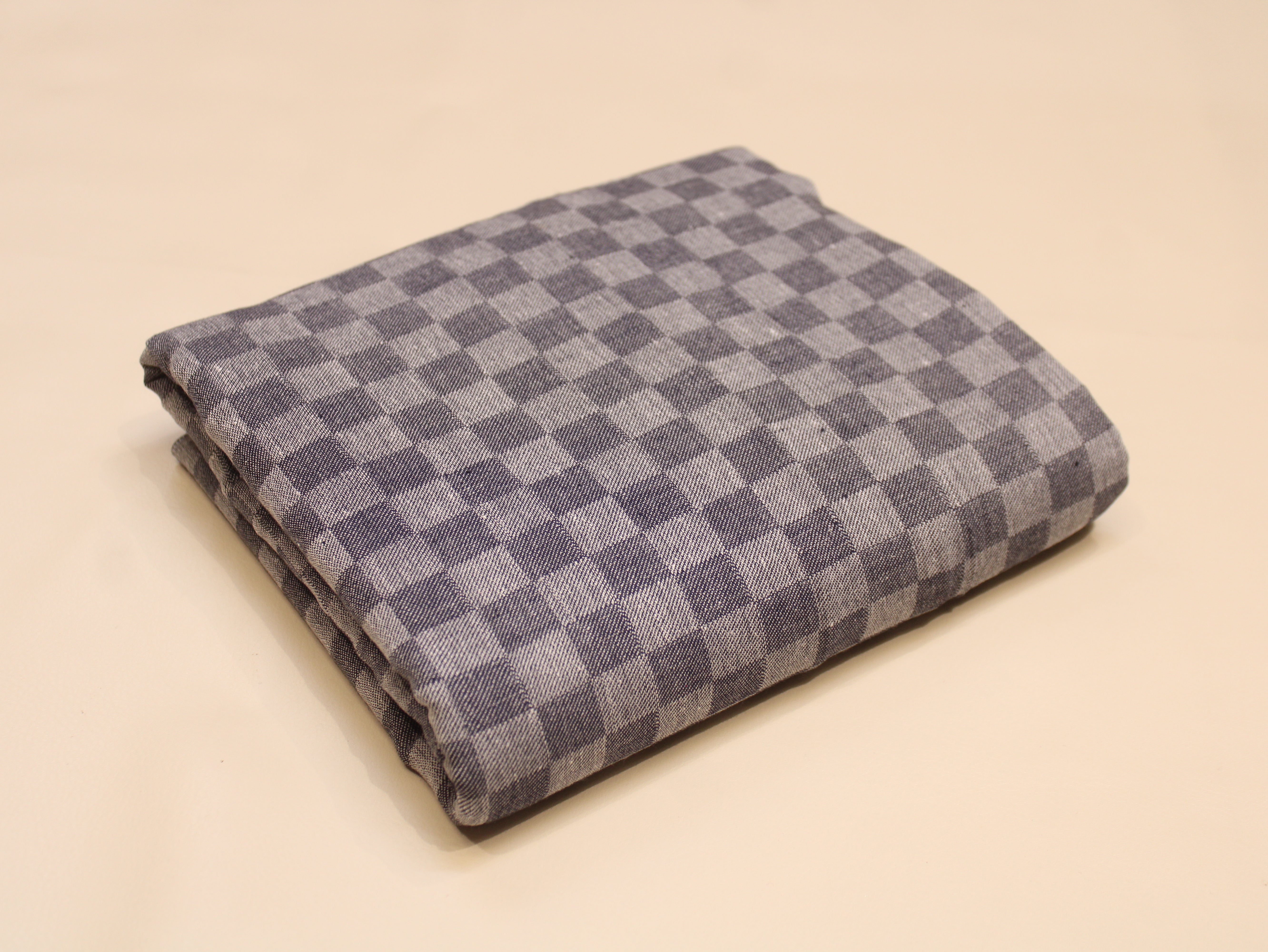 Pure Cotton Handloom Checked Fabric 44 Inch | Mfoks - Grey