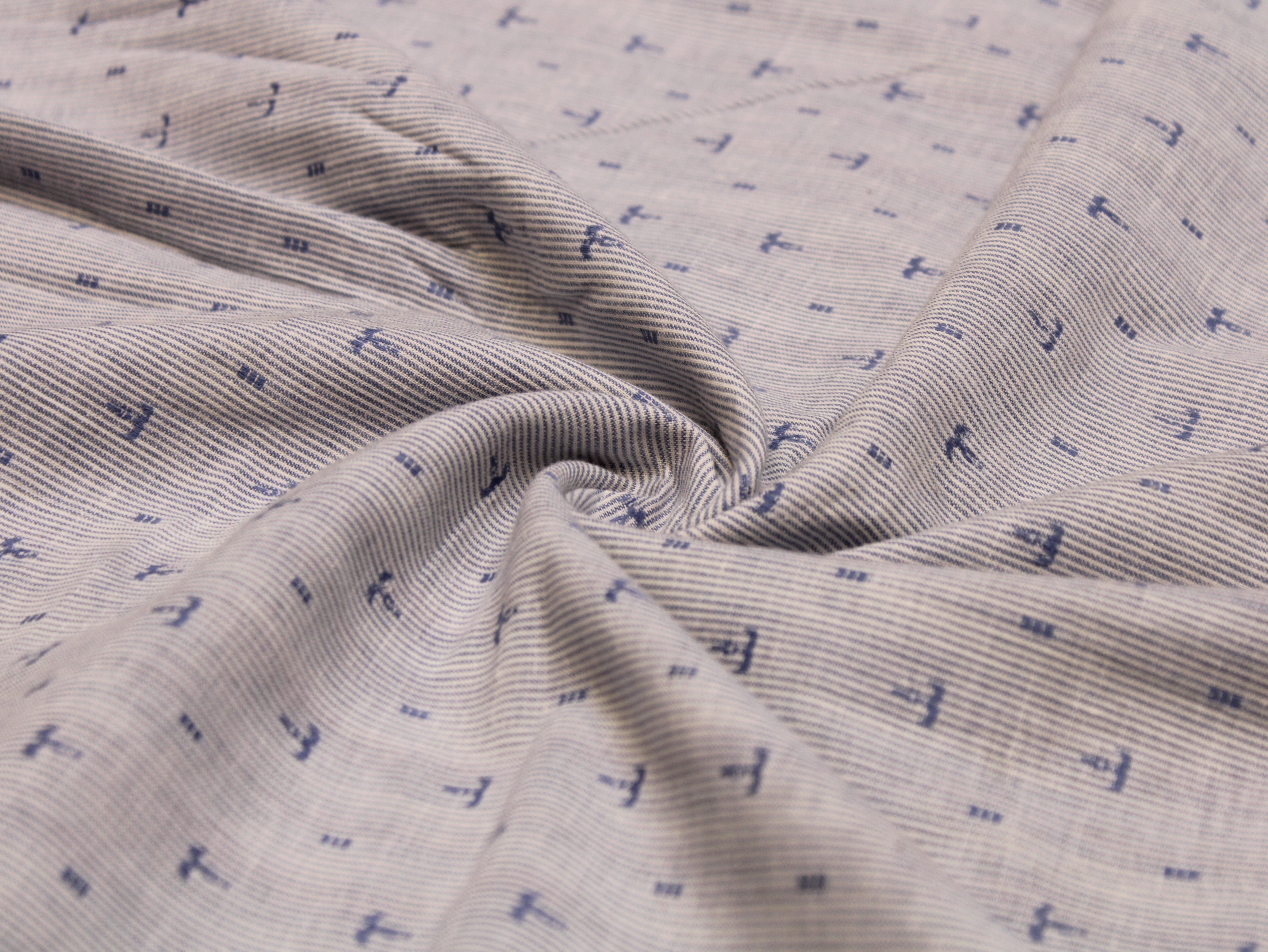 Pure Cotton Jamdani Self-Woven Fabric – 44 Inches - Light Blue
