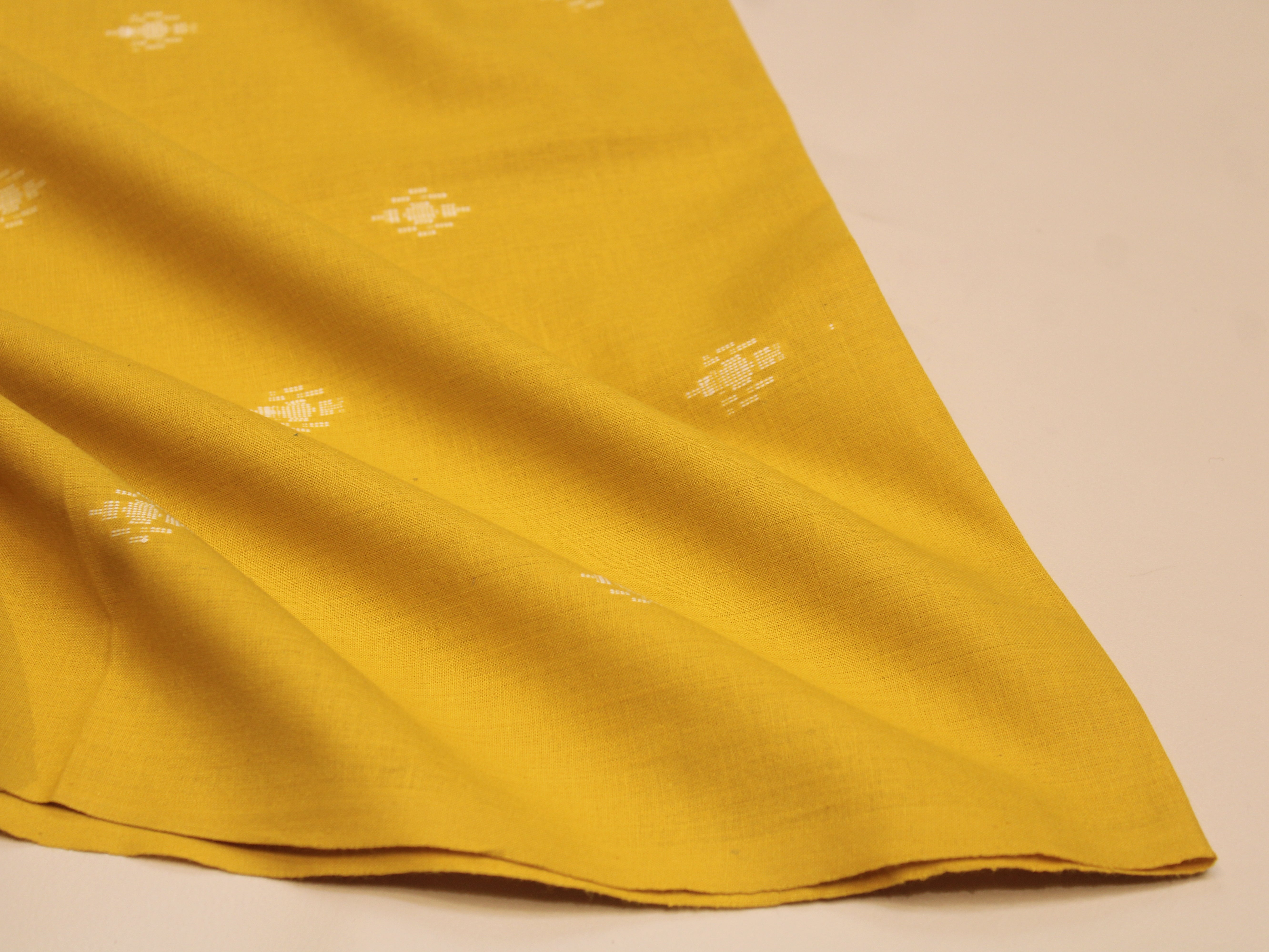 Pure Cotton Jamdani Self-Woven Fabric – 44 Inches - Yellow