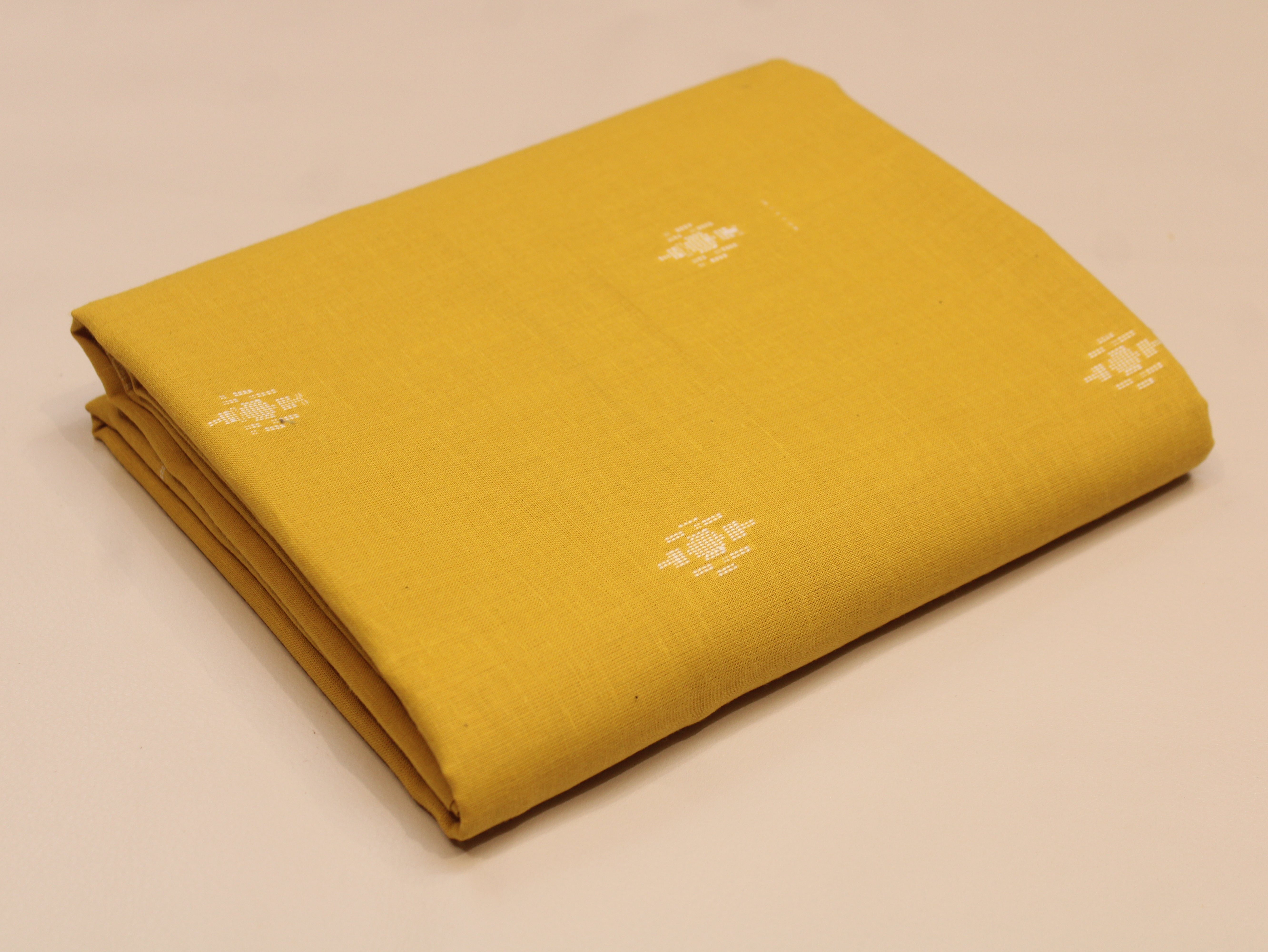 Pure Cotton Jamdani Self-Woven Fabric – 44 Inches - Yellow