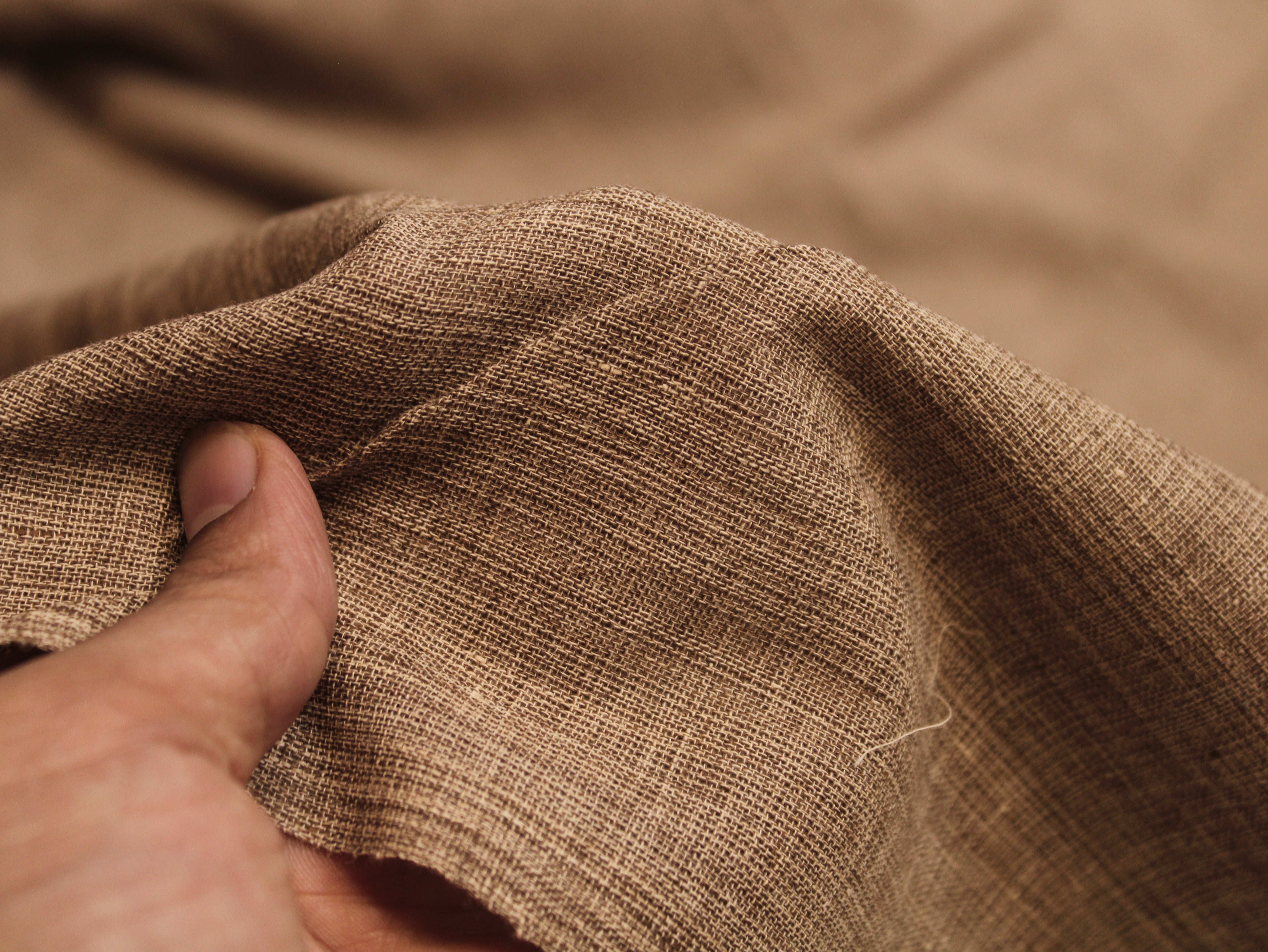 Pure Cotton Plain Handloom Fabric 44 Inches Width - Tan-brown