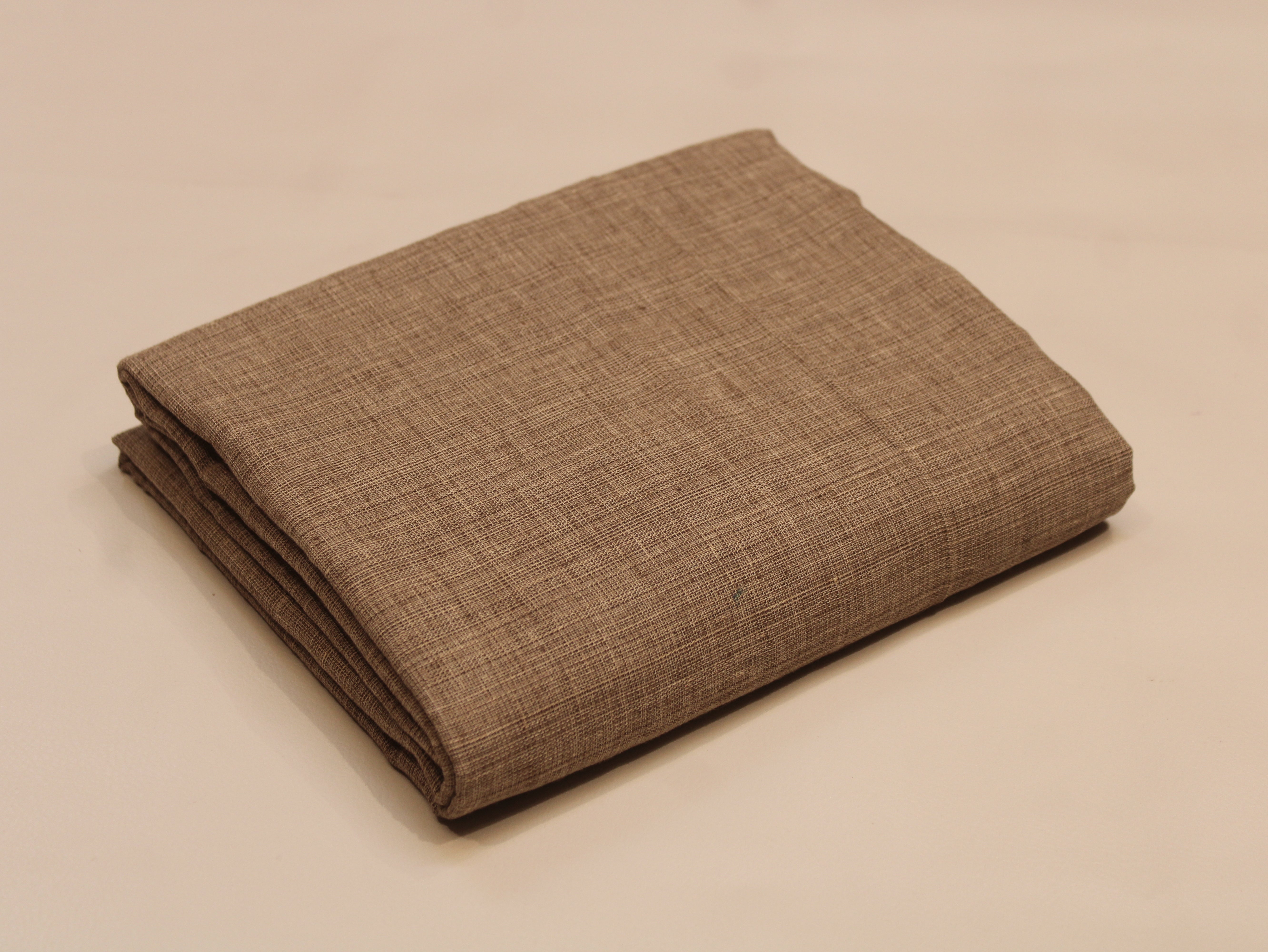 Pure Cotton Plain Handloom Fabric 44 Inches Width - Tan-brown
