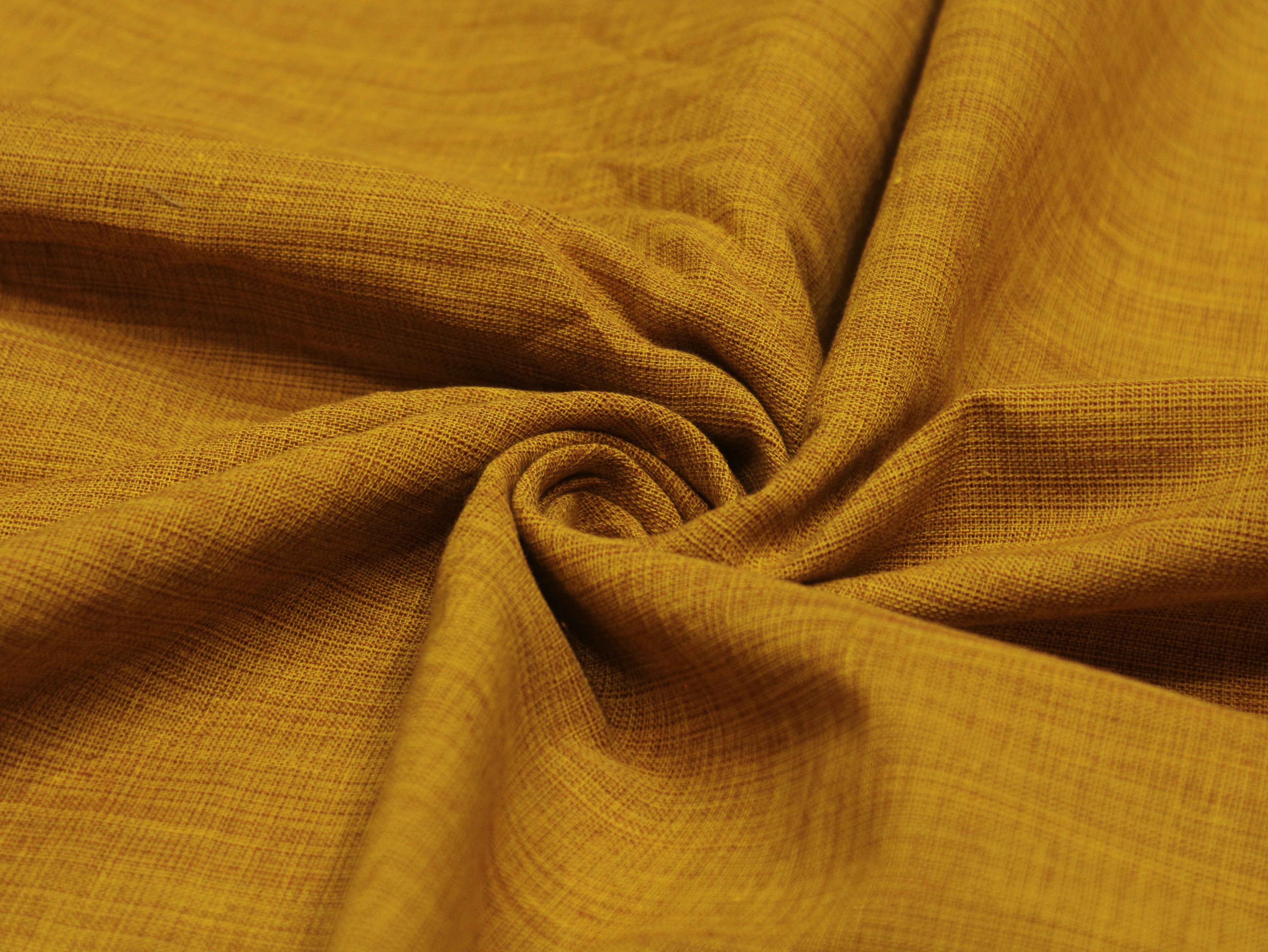 Pure Cotton Plain Handloom Fabric 44 Inches Width - Mustard Yellow