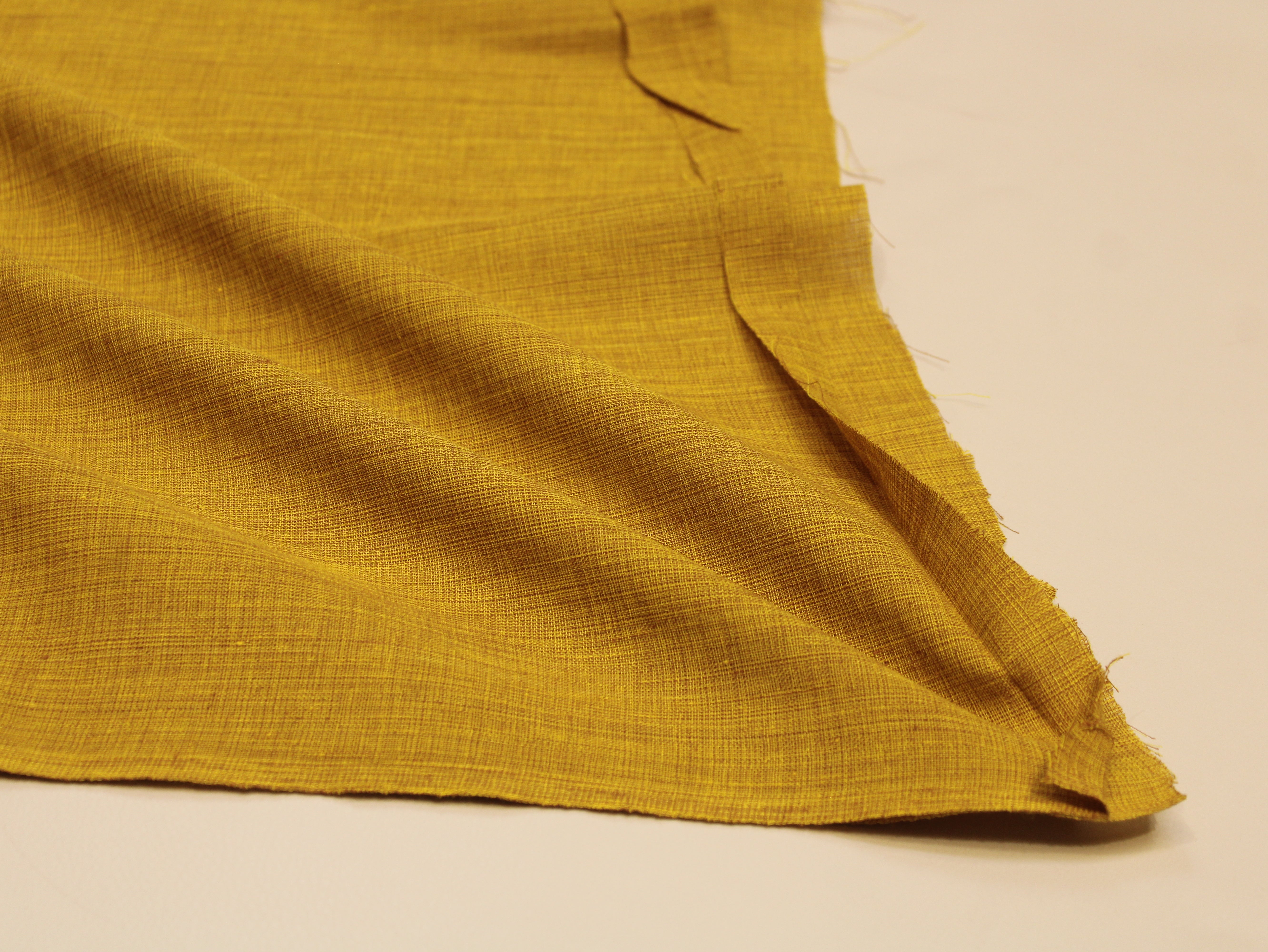 Pure Cotton Plain Handloom Fabric 44 Inches Width - Mustard Yellow