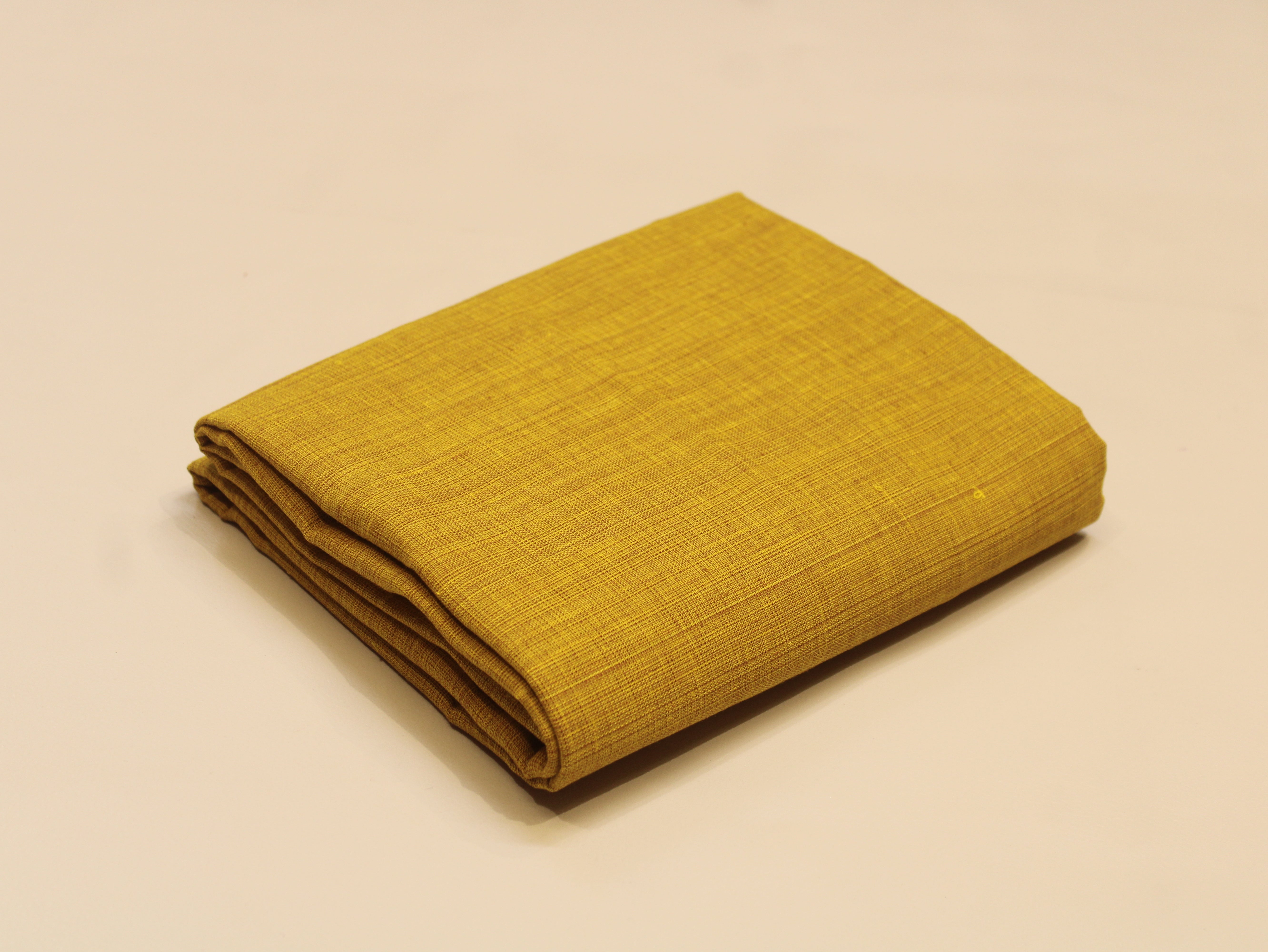Pure Cotton Plain Handloom Fabric 44 Inches Width - Mustard Yellow