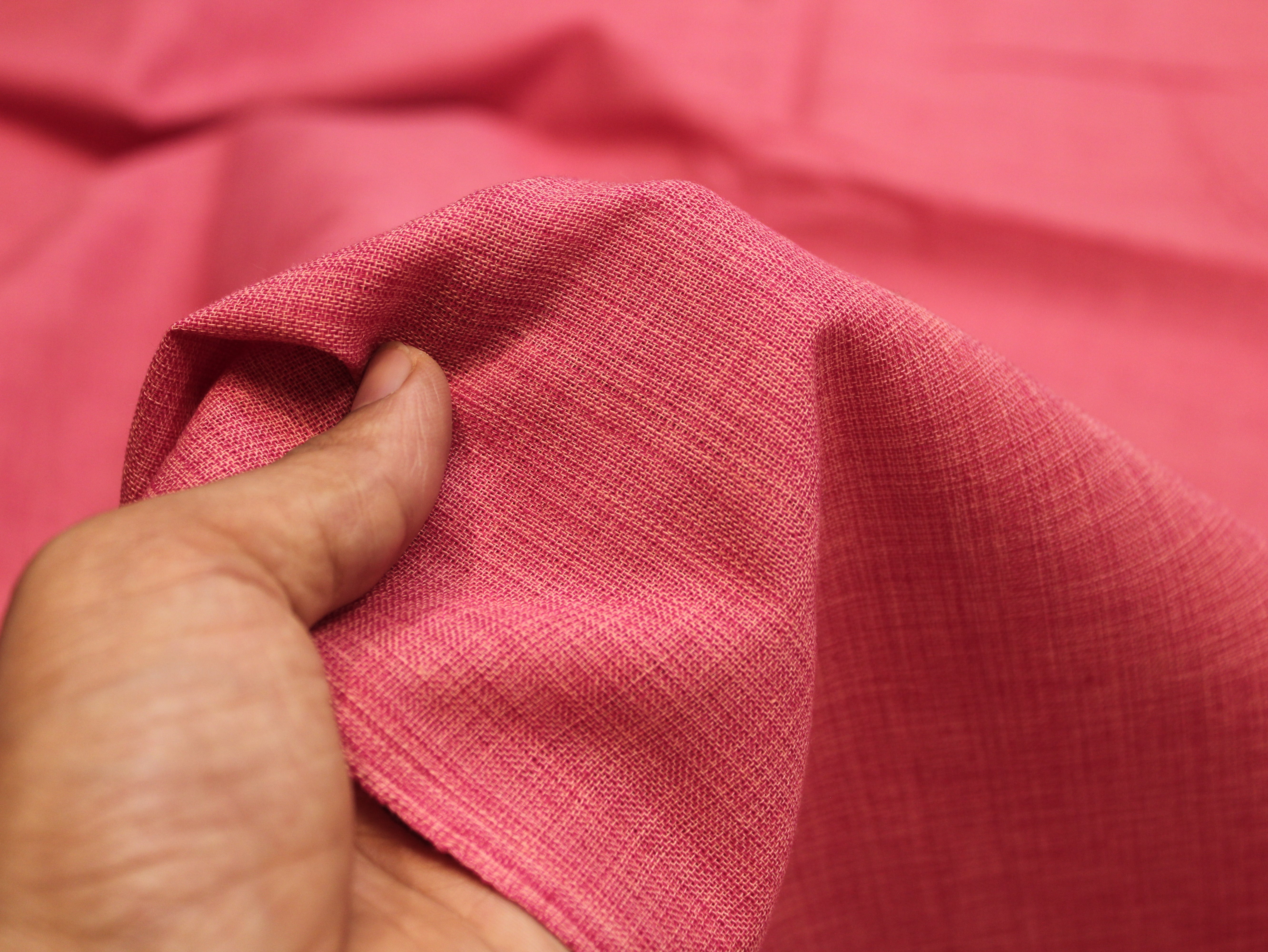 Pure Cotton Plain Handloom Fabric 44 Inches Width - Peach