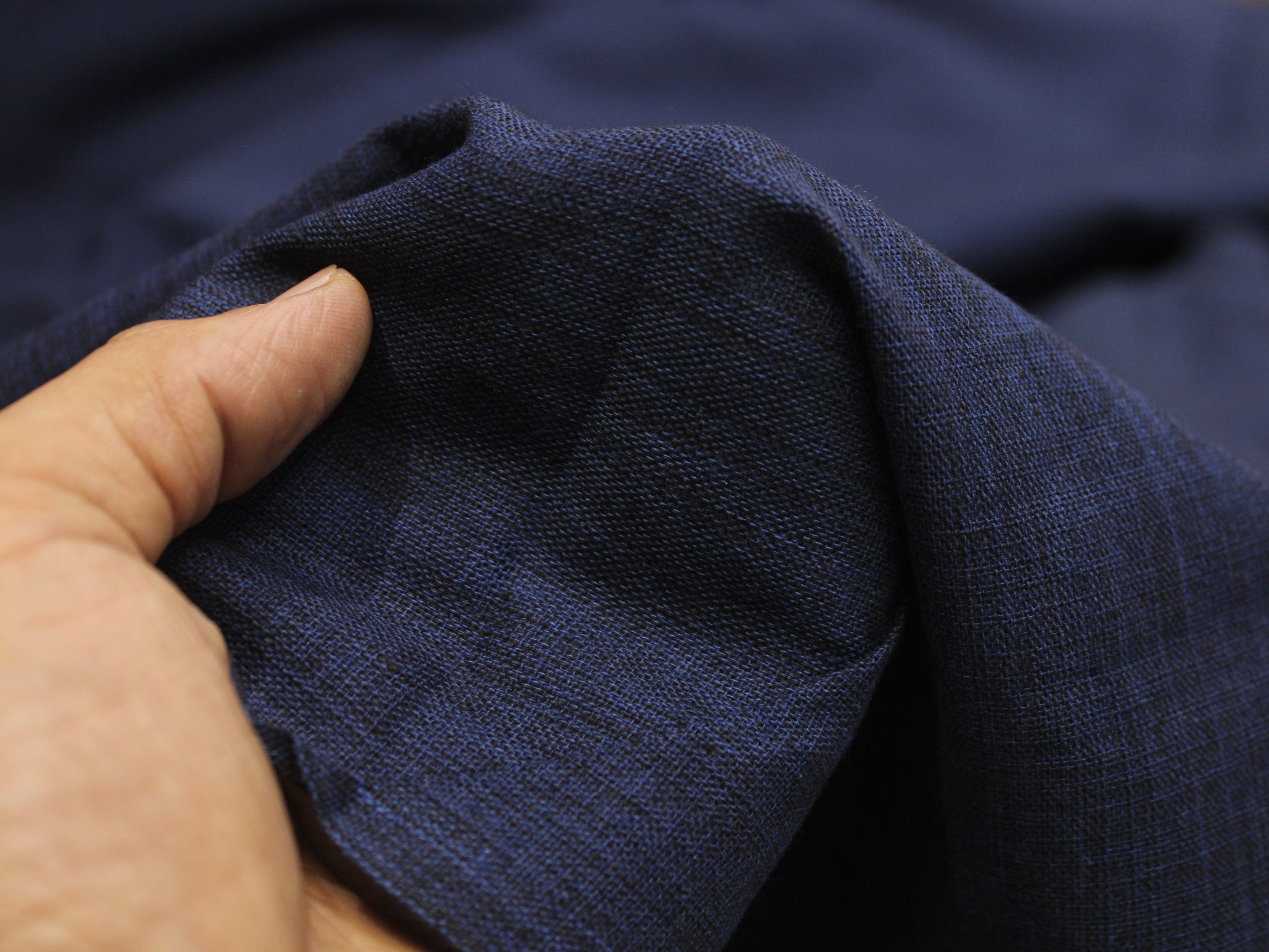 Pure Cotton Plain Handloom Fabric 44 Inches Width - Navy Blue