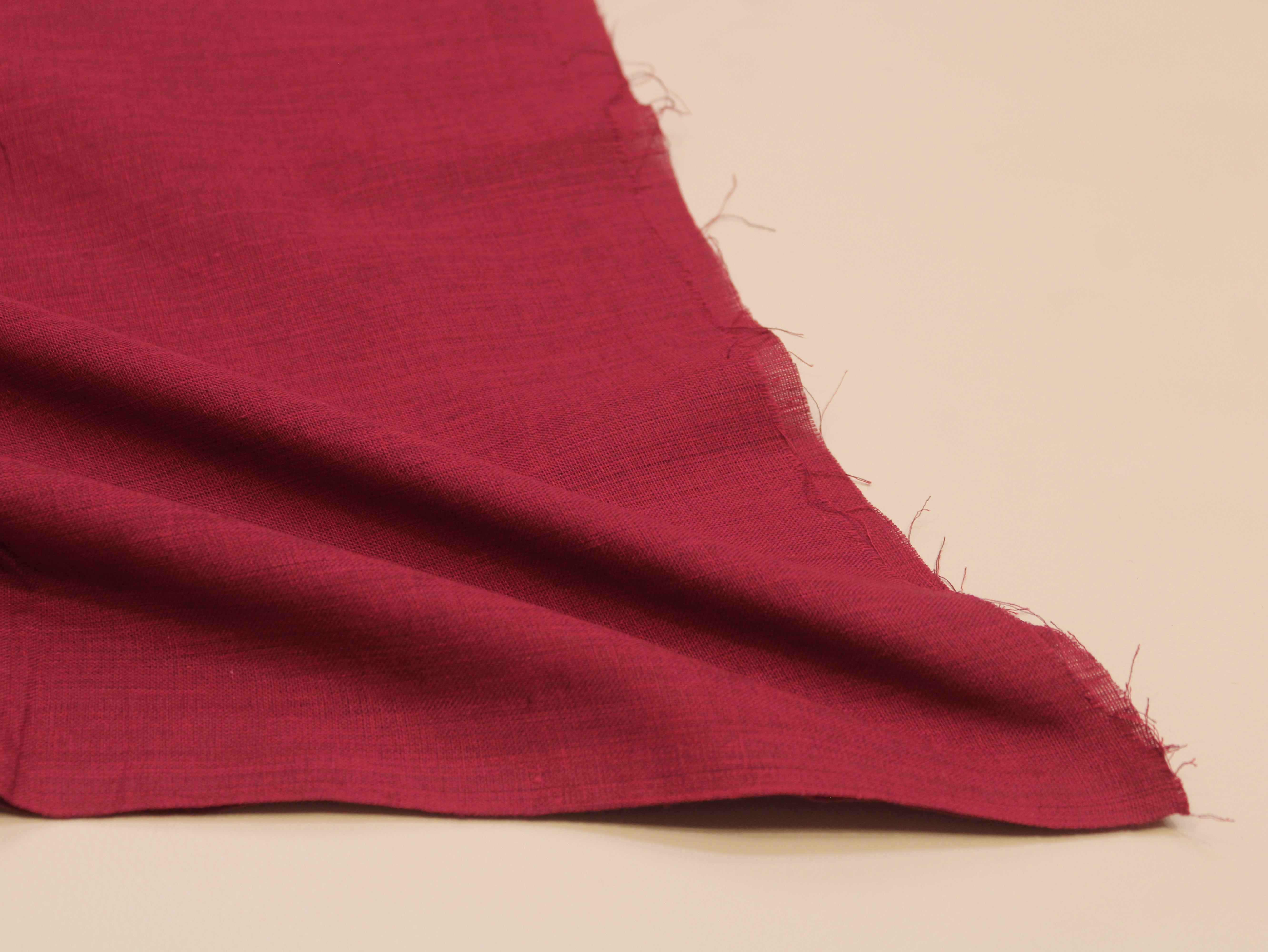 Pure Cotton Plain Handloom Fabric 44 Inches Width - Red