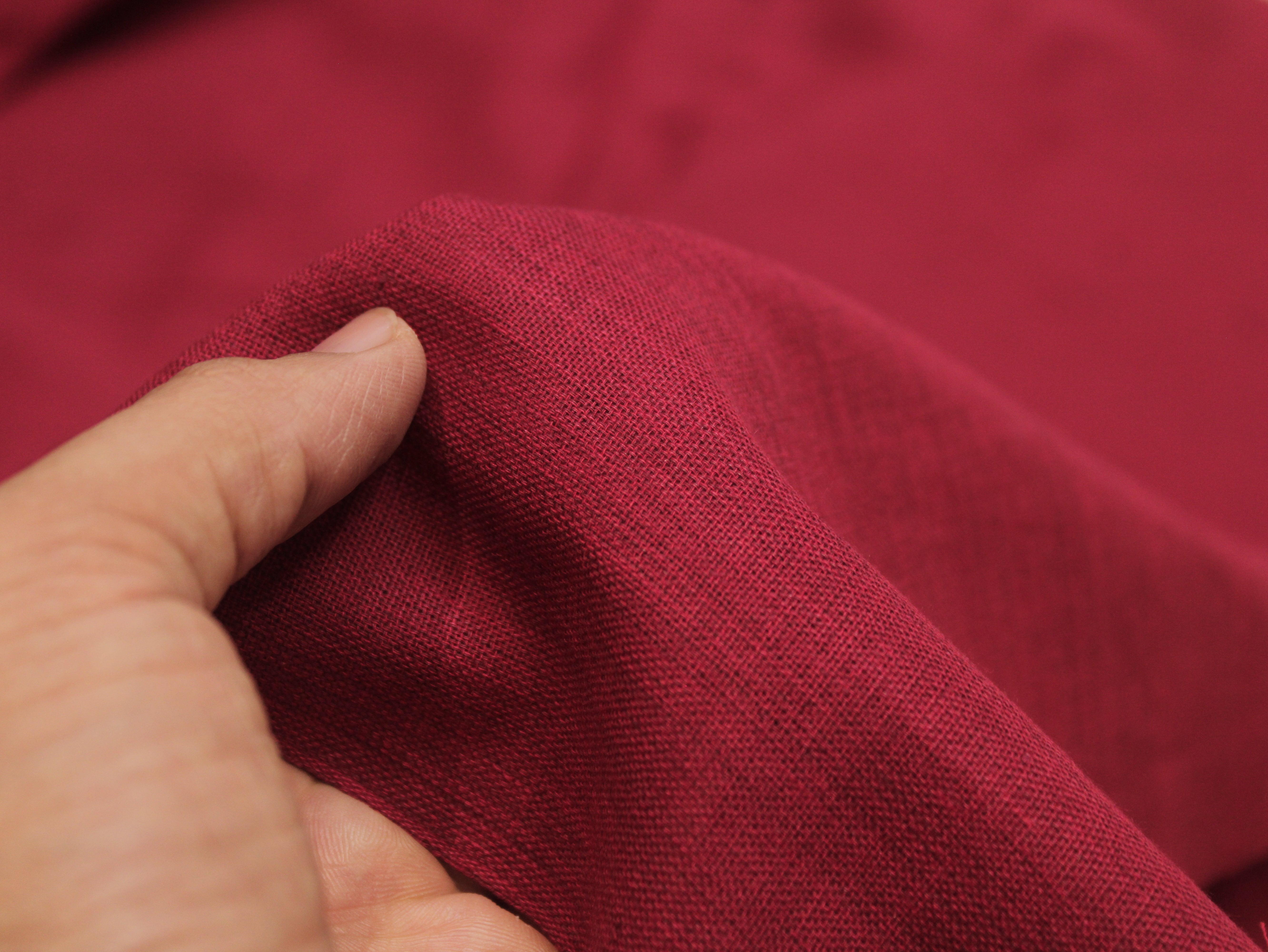 Pure Cotton Plain Handloom Fabric 44 Inches Width - Red