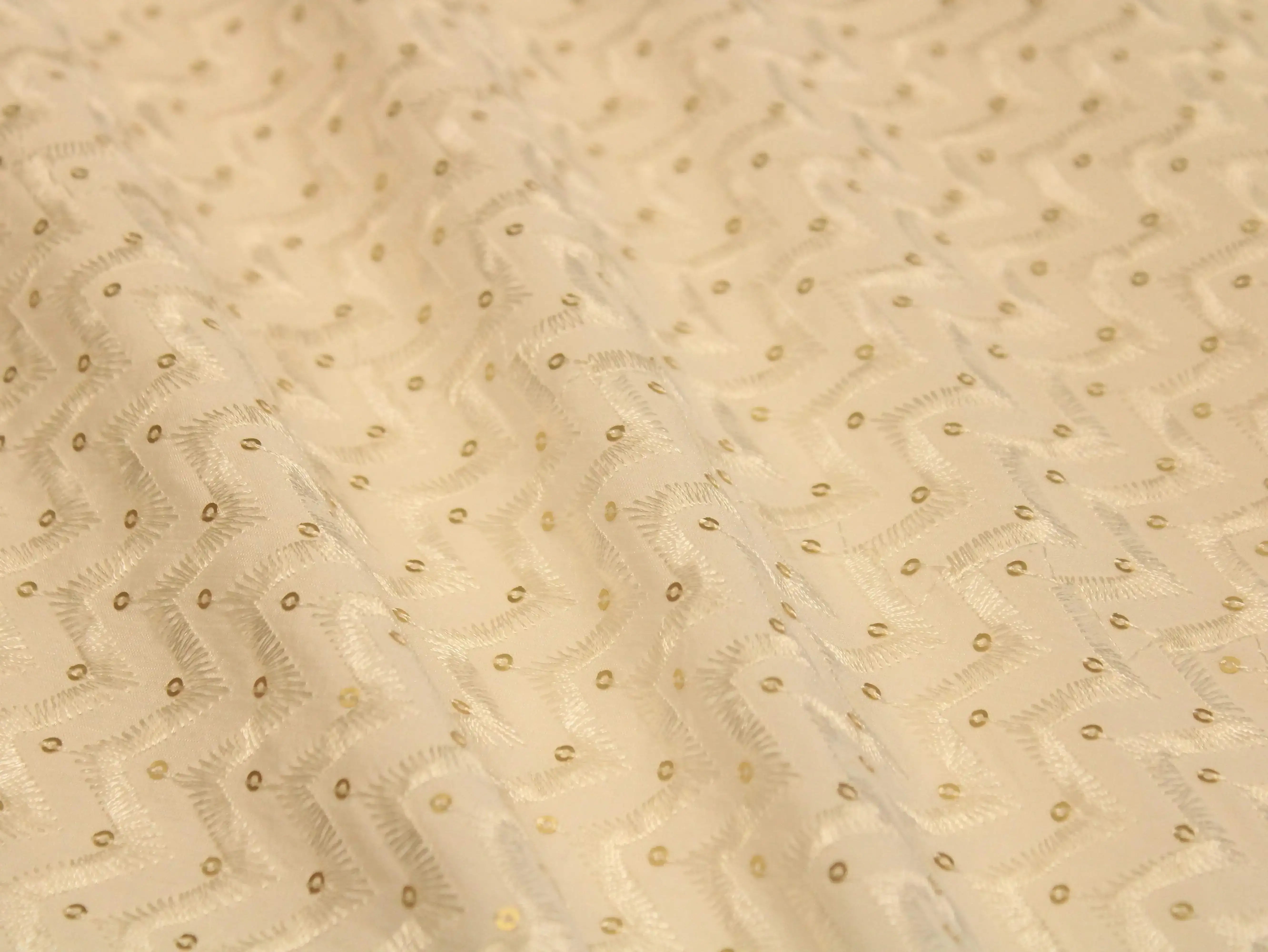White Non Dyeable Roman Silk Lucknowi Fabric - M'Foks
