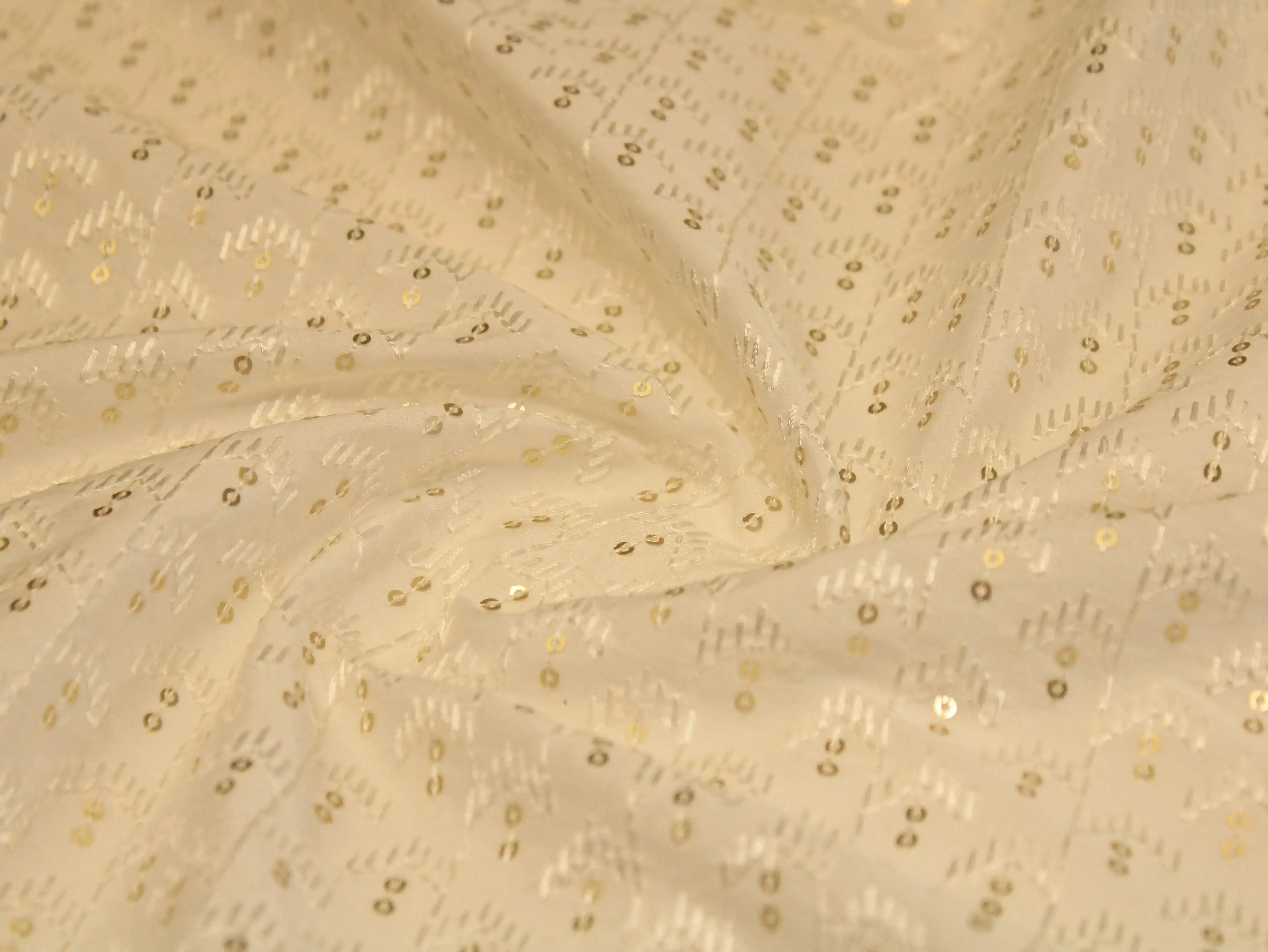 White Non Dyeable Roman Silk Lucknowi Fabric - M'Foks