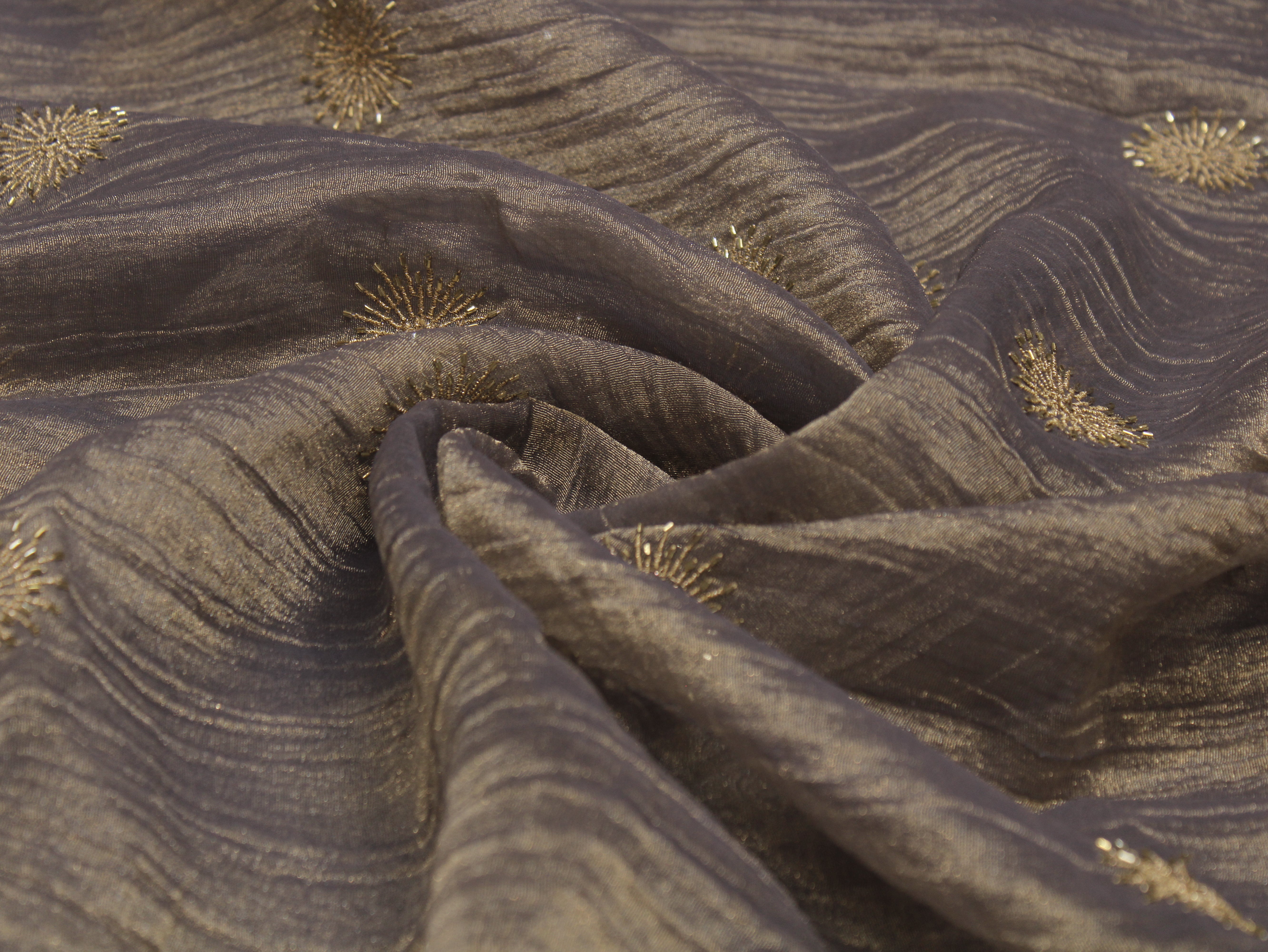 Banarsi Tissue Fabric with Semi Beads Buta Work 44 Inches | Grey