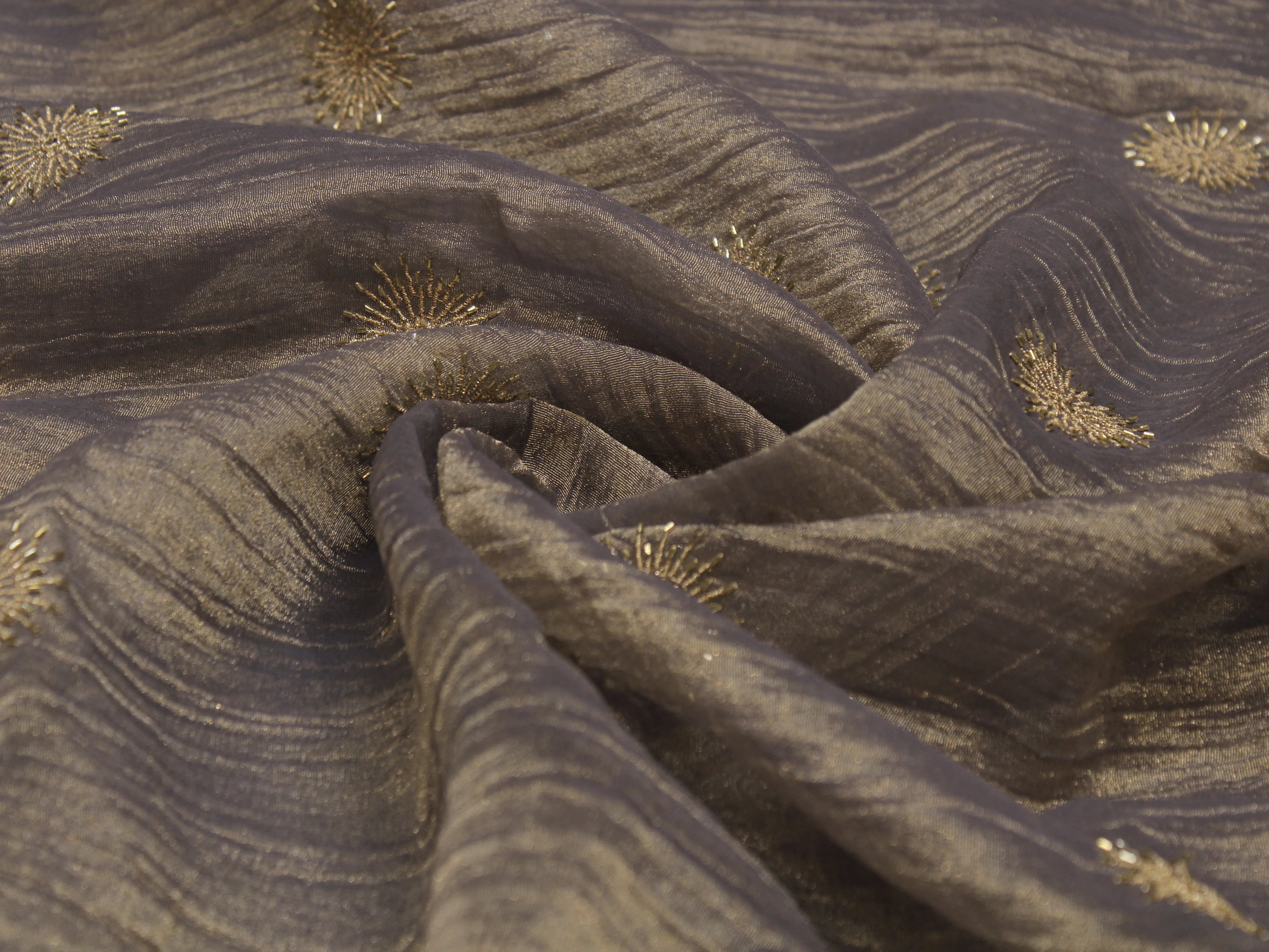Banarsi Tissue Fabric with Semi Beads Buta Work 44 Inches | Grey