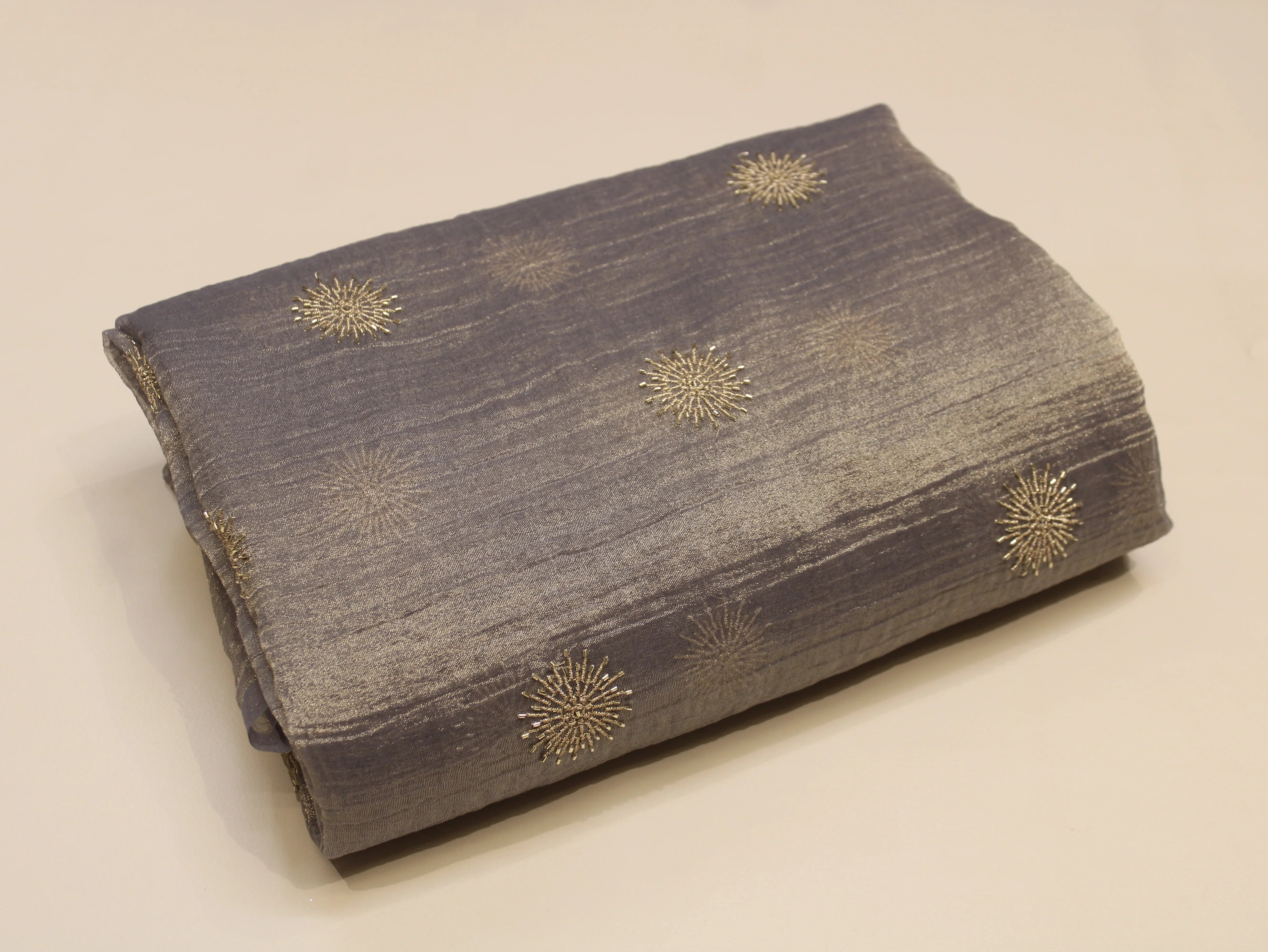 Banarsi Tissue Fabric with Semi Beads Buta Work 44 Inches | Grey