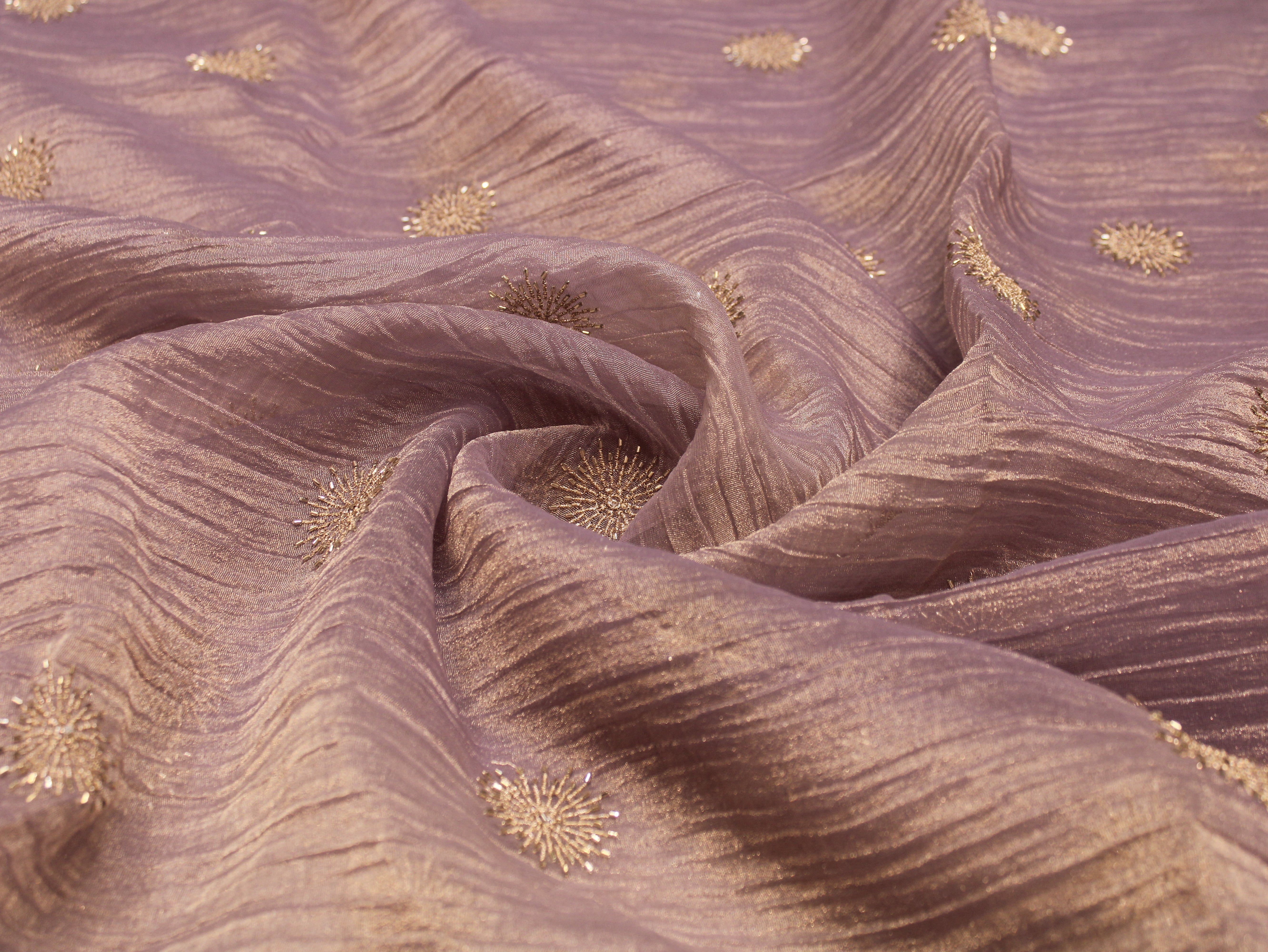 Banarsi Tissue Fabric with Semi Beads Buta Work 44 Inches | Light Purple