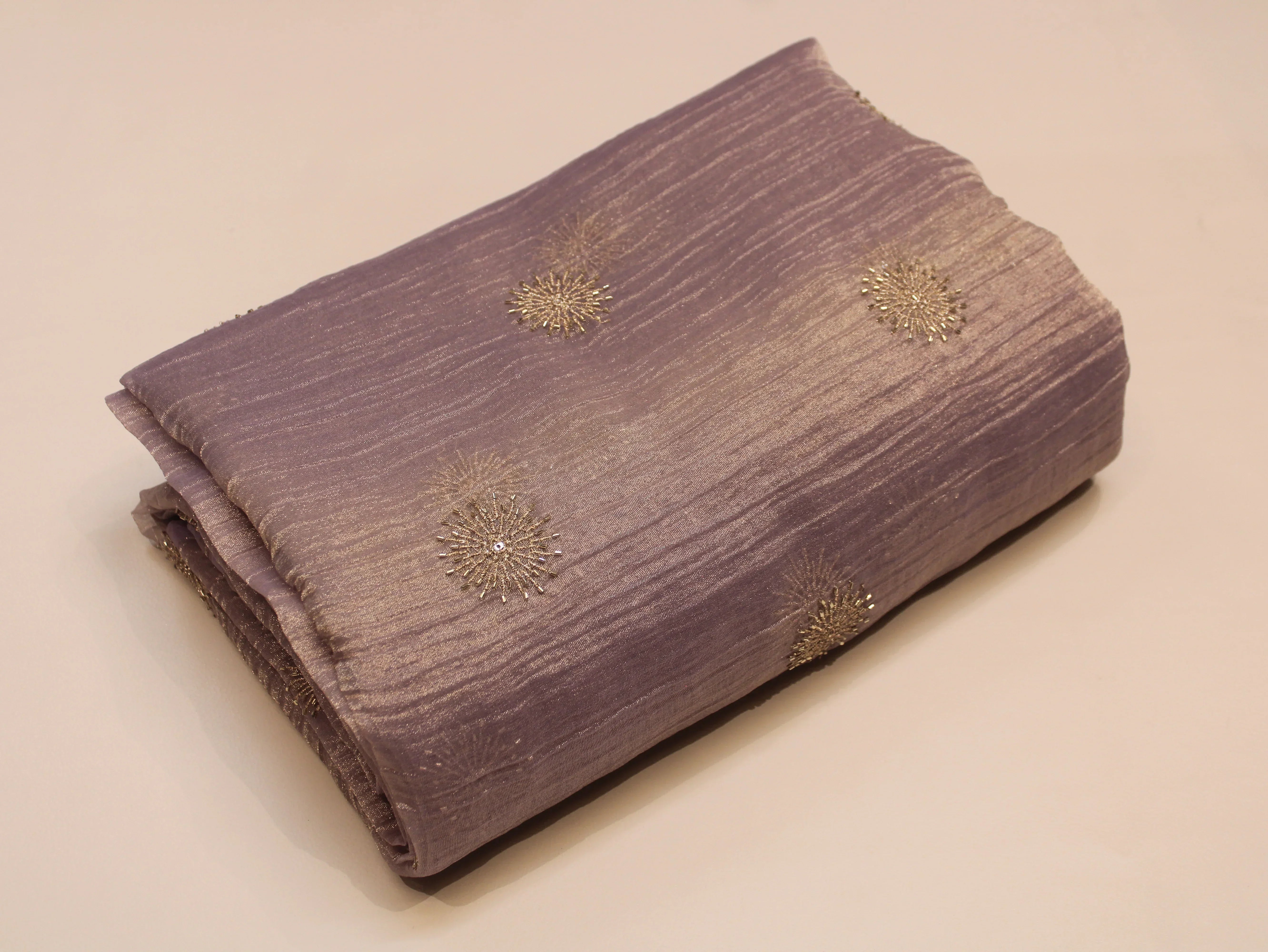 Banarsi Tissue Fabric with Semi Beads Buta Work 44 Inches | Light Purple