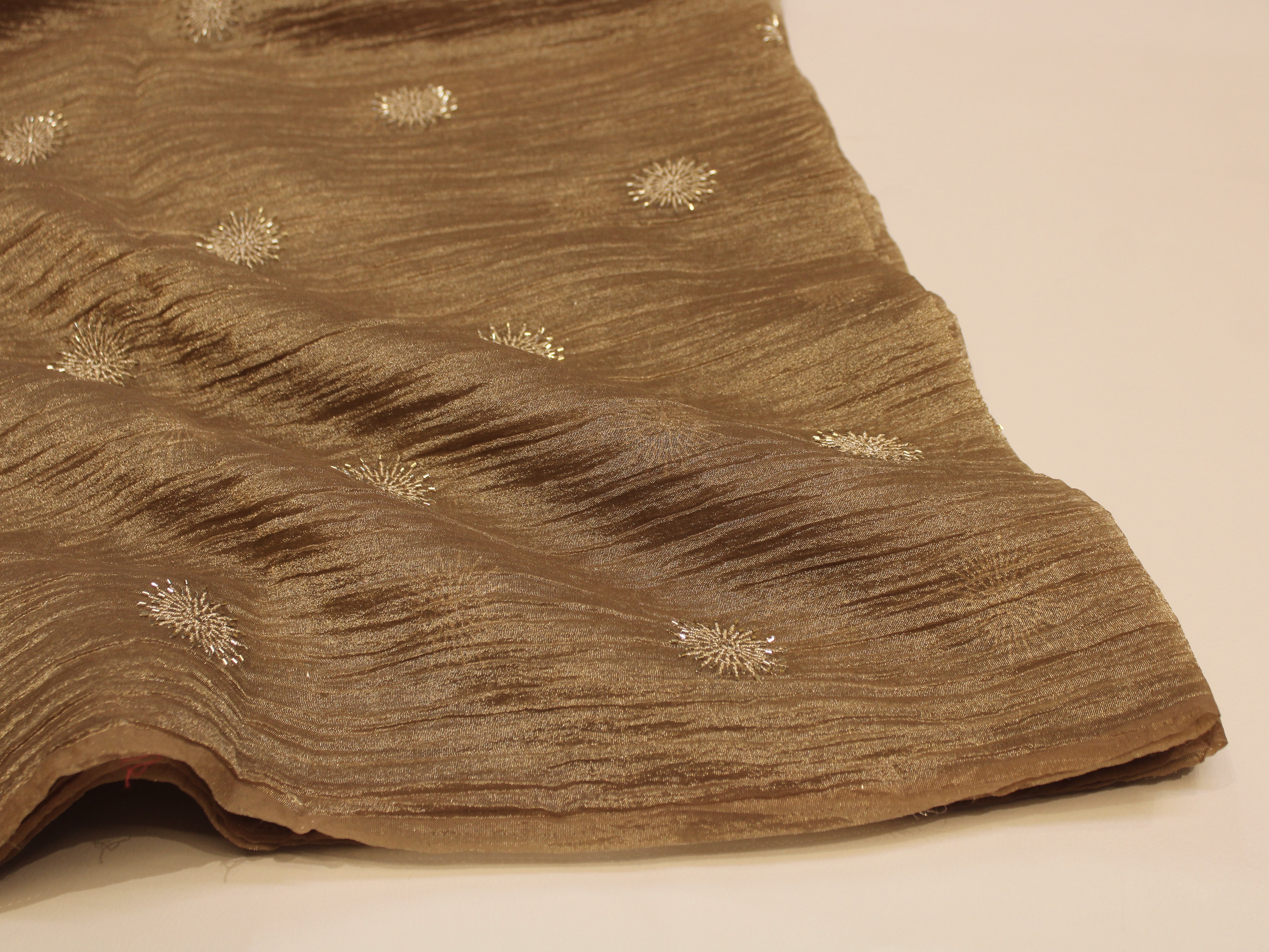 Banarsi Tissue Fabric with Semi Beads Buta Work 44 Inches | Bronze