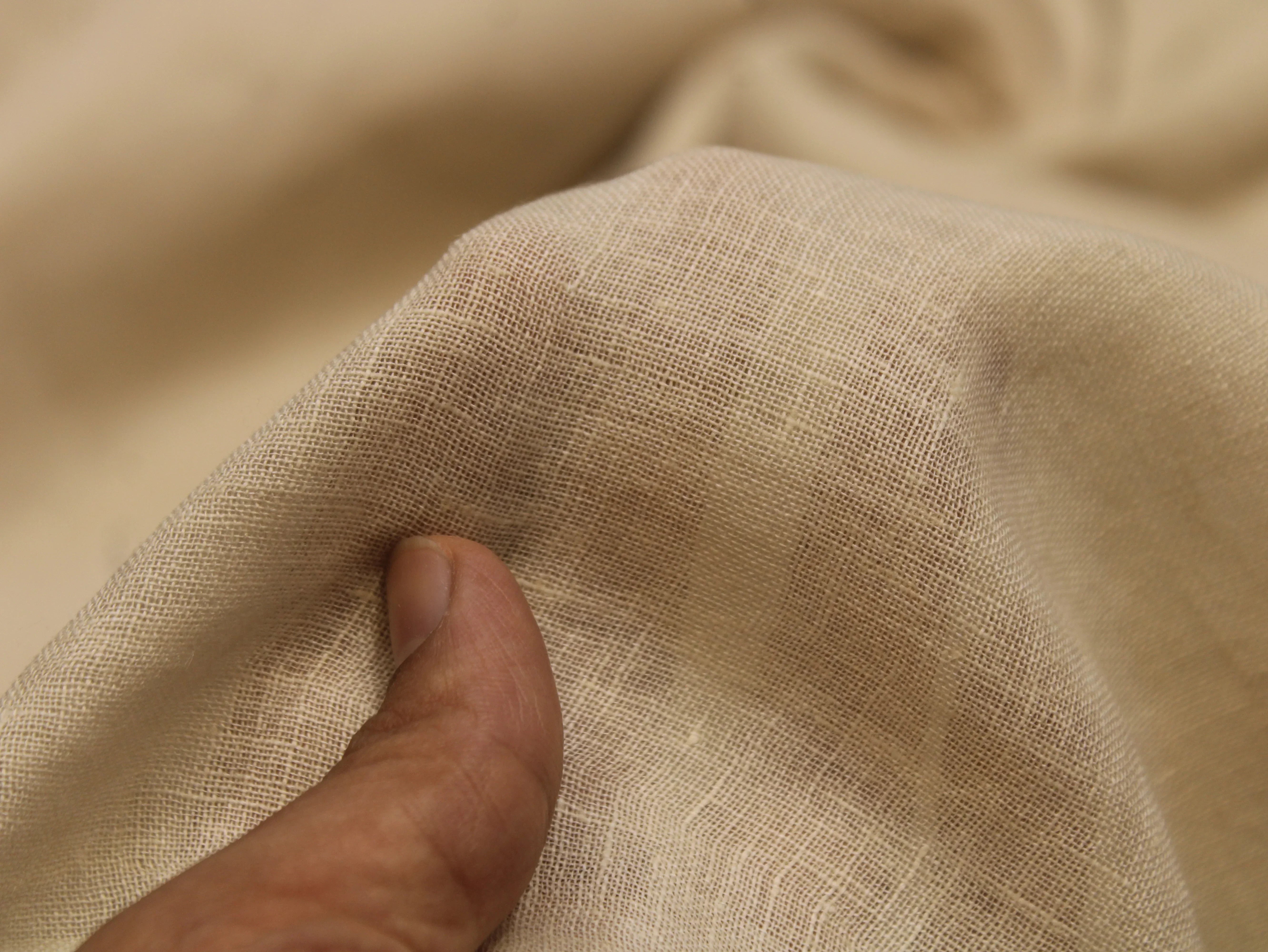 Pure Cotton Linen Blended Fabric Beige 44 Inches | Premium Natural Fiber Ethnic Wear Fabric