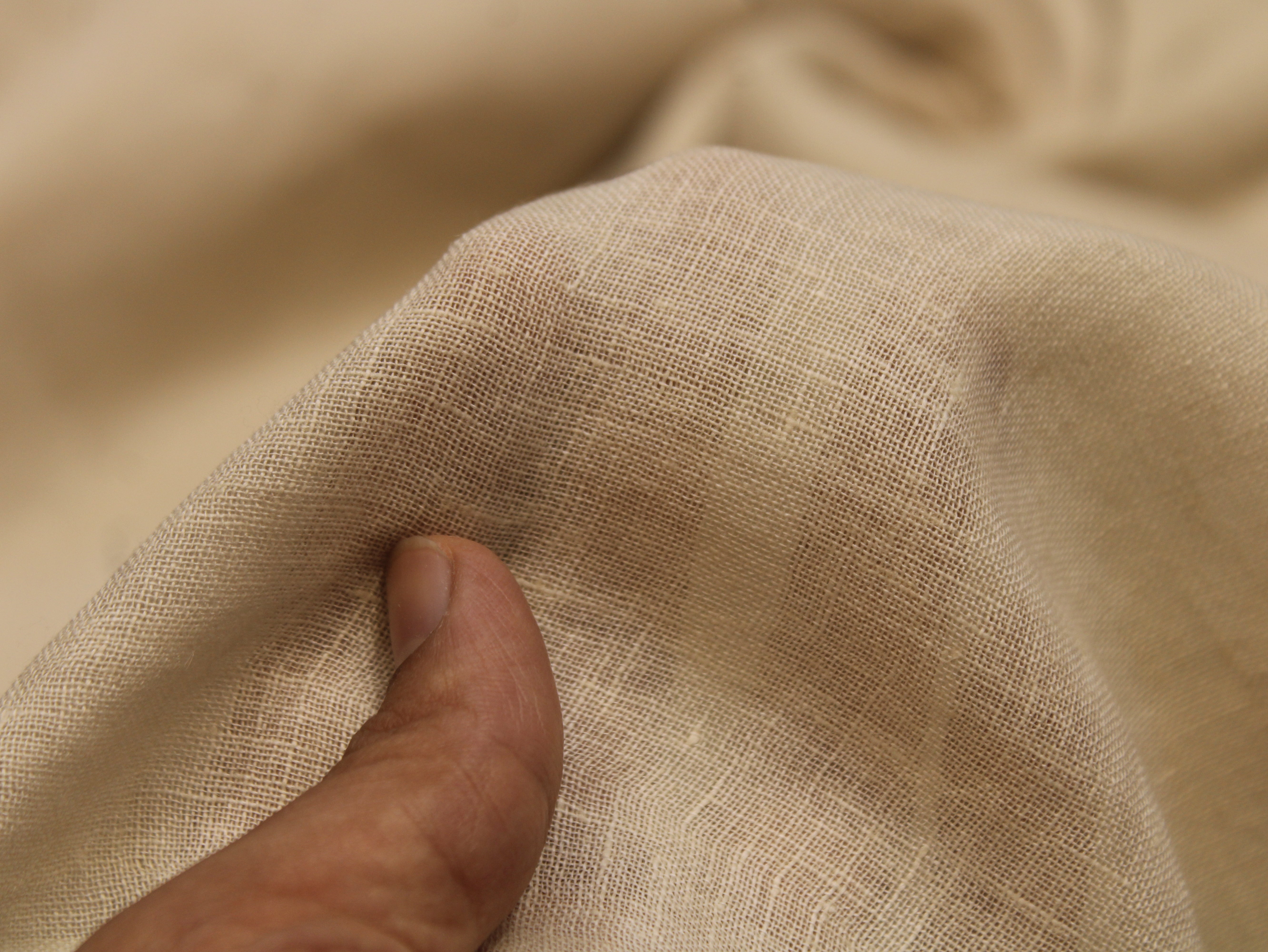 Pure Cotton Linen Blended Fabric Beige 44 Inches | Premium Natural Fiber Ethnic Wear Fabric