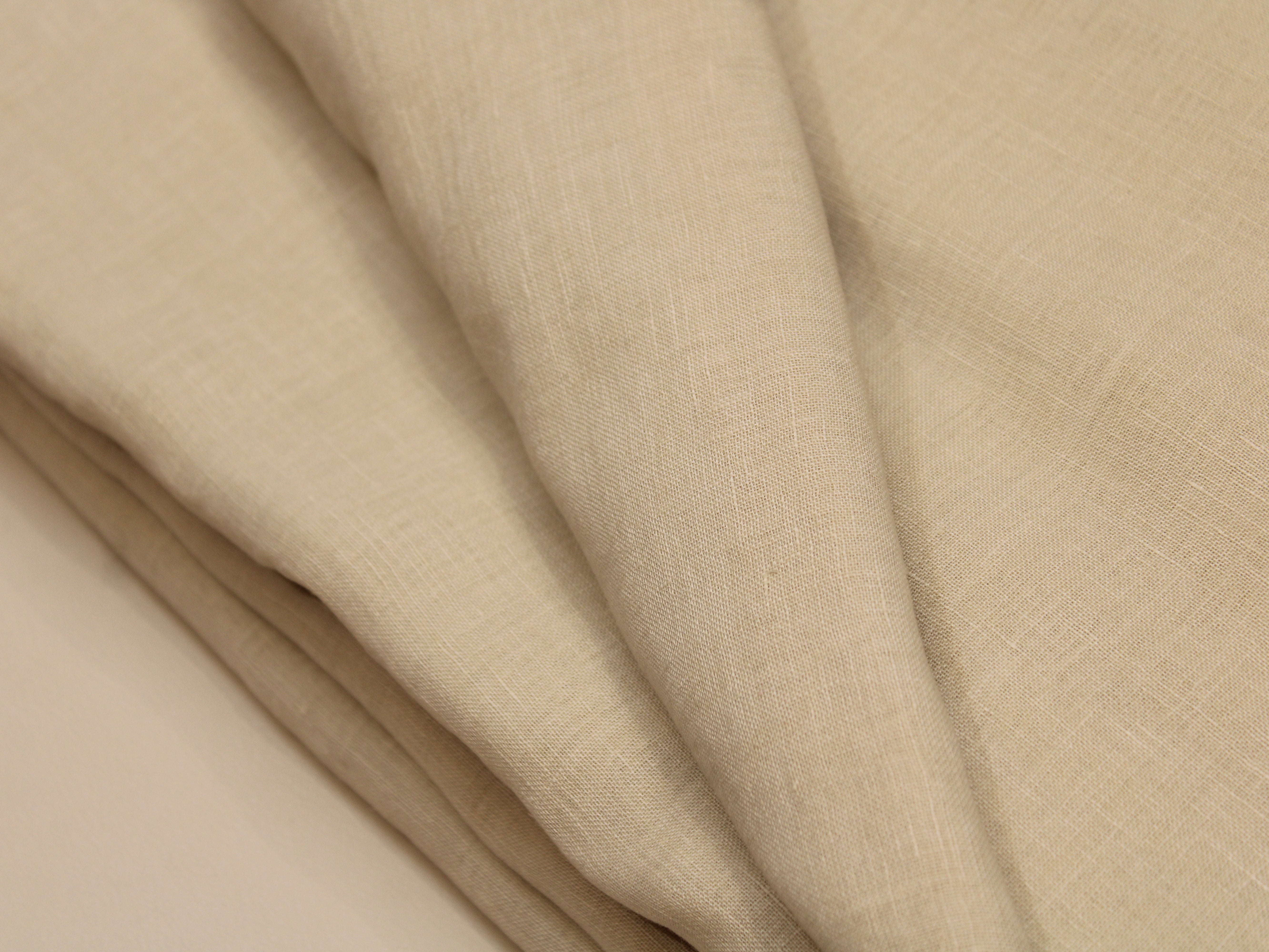 Pure Cotton Linen Blended Fabric Beige 44 Inches | Premium Natural Fiber Ethnic Wear Fabric