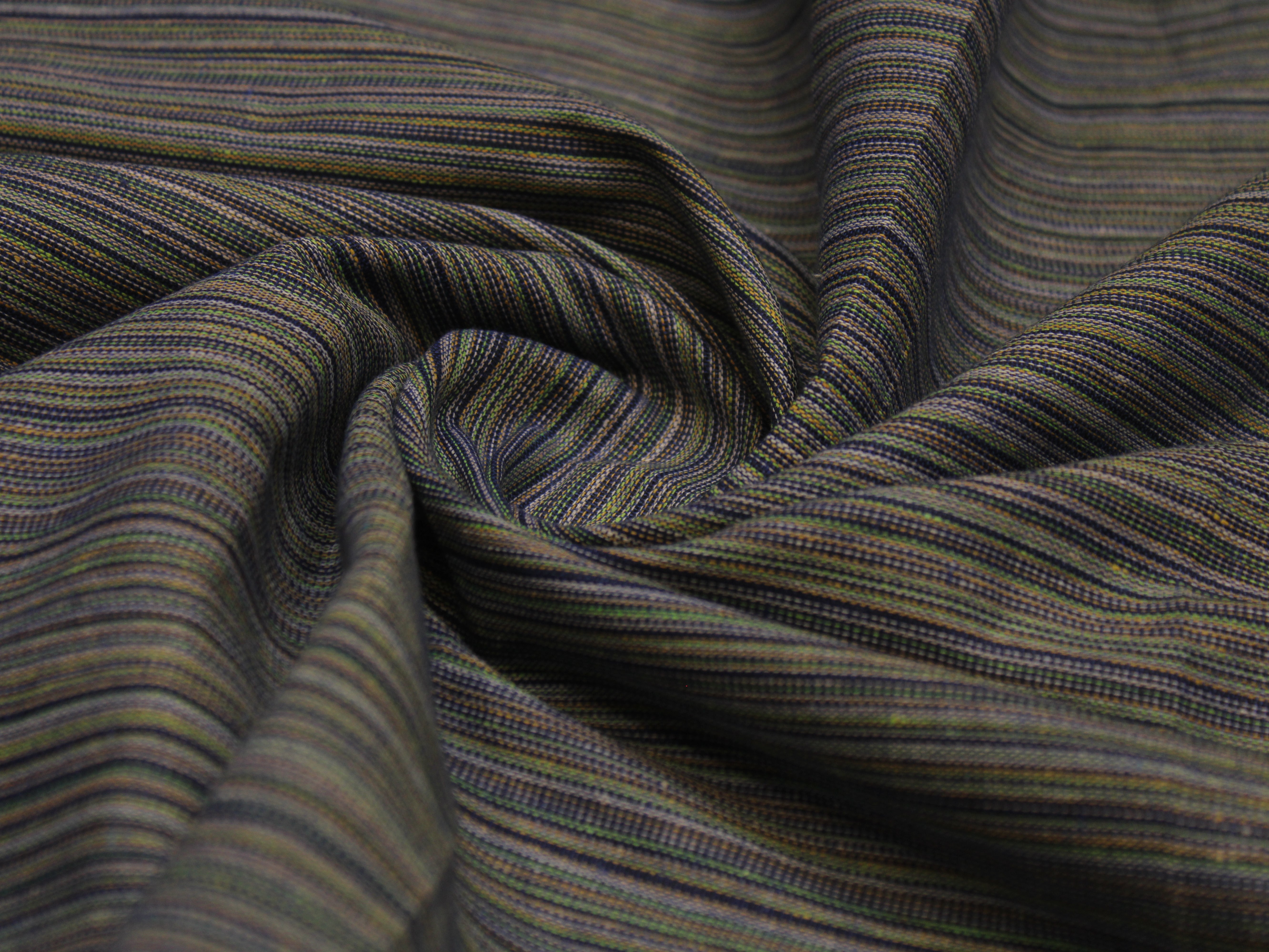 Pure Cotton Handloom Woven Fabric — Muted Indigo Blue | Stripe | 58 Inch