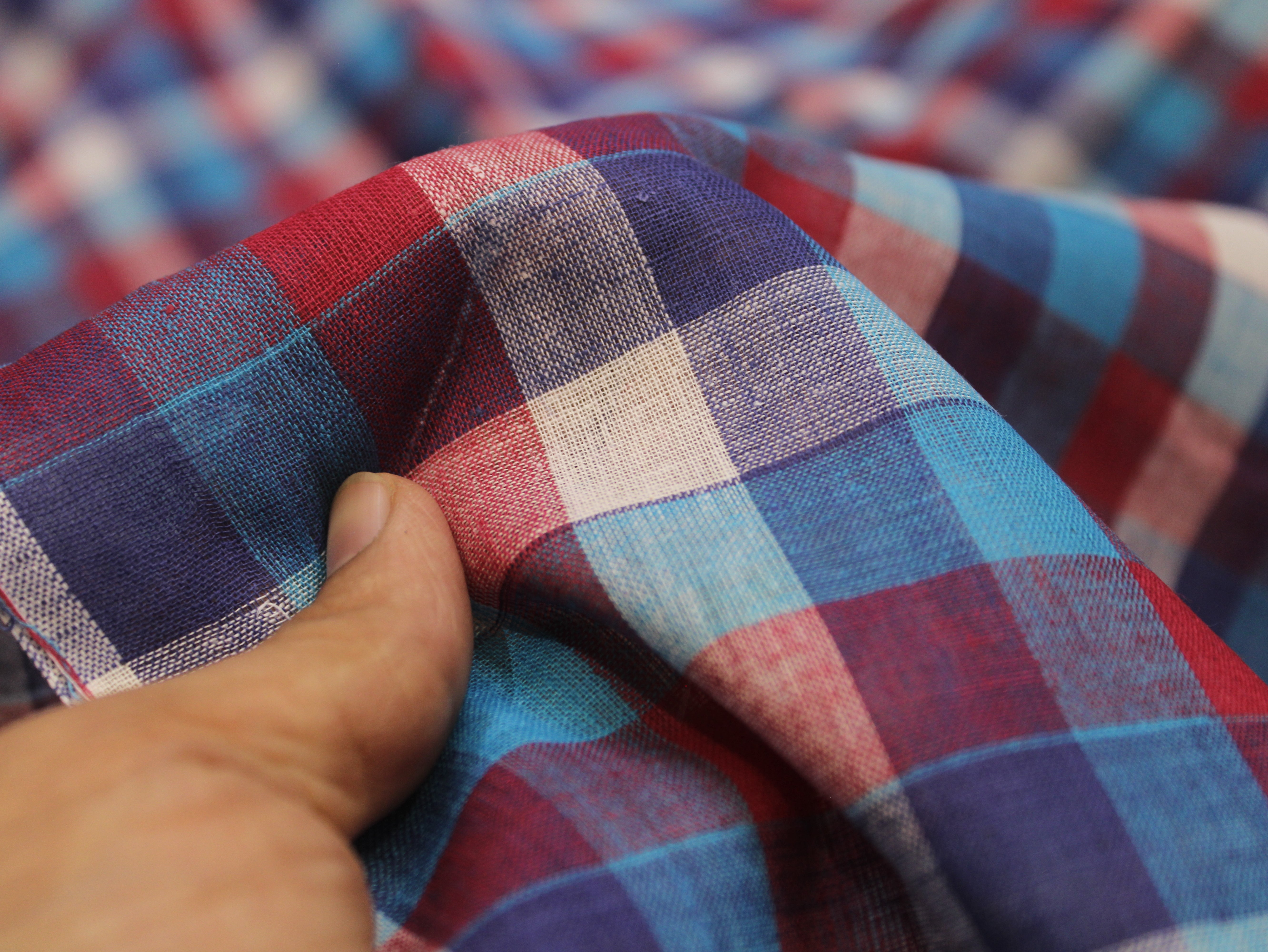 Pure Cotton Handloom Multi Checked Fabric 44 Inch | Mfoks