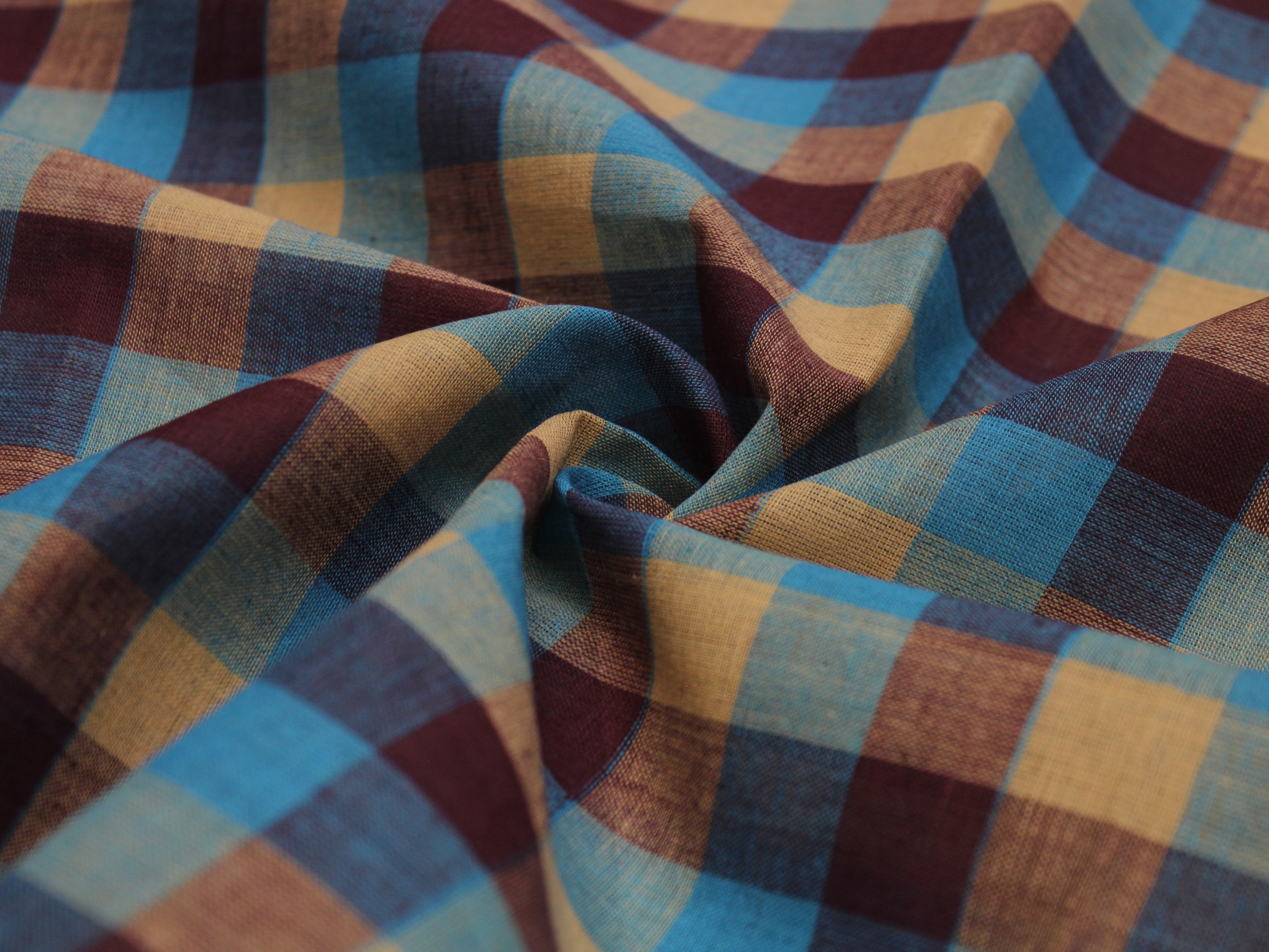 Pure Cotton Handloom Multi Checked Fabric 44 Inch | Mfoks