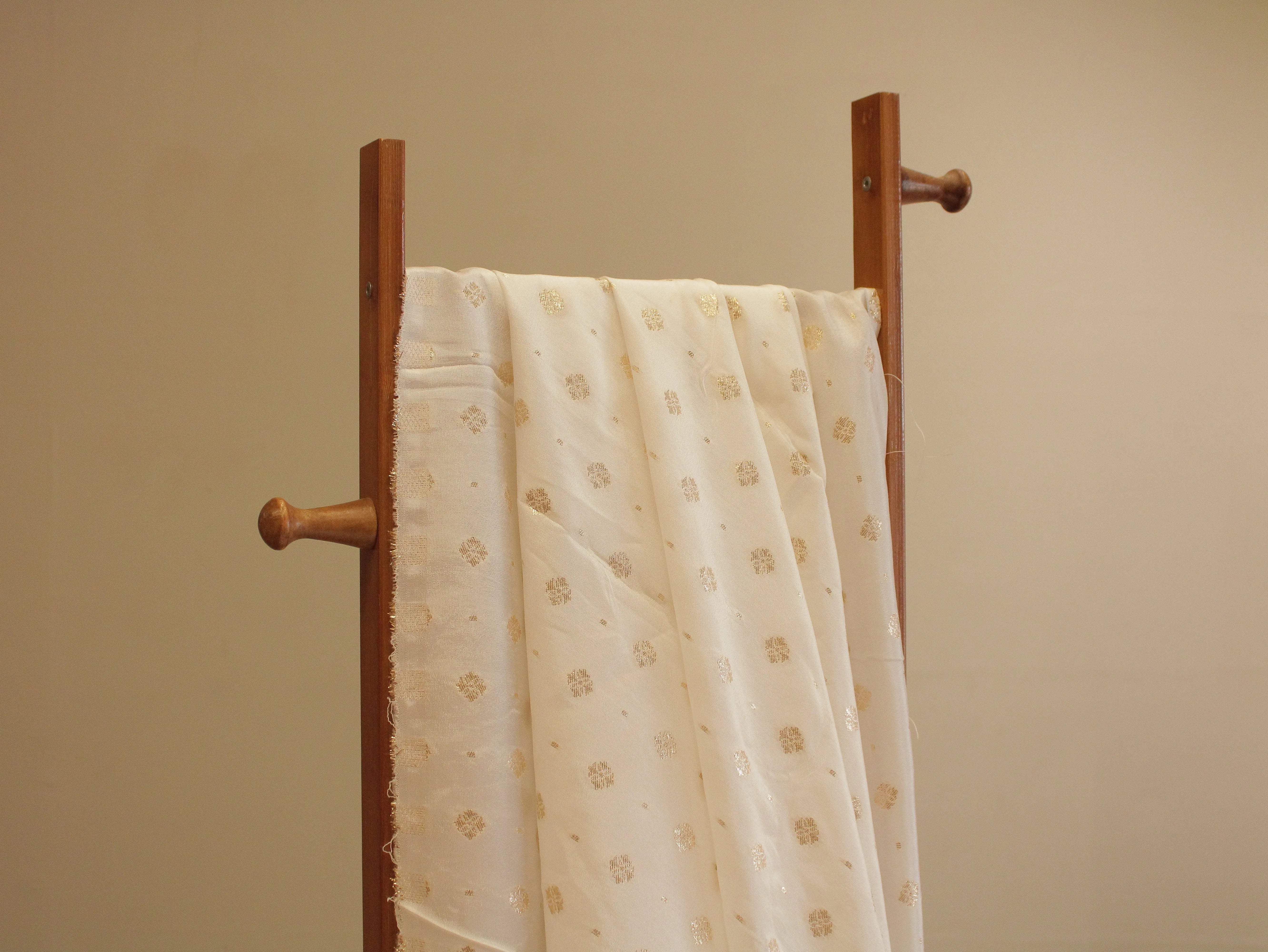 Zari Woven Dola Silk by M'Foks - White Dyeable - M'Foks