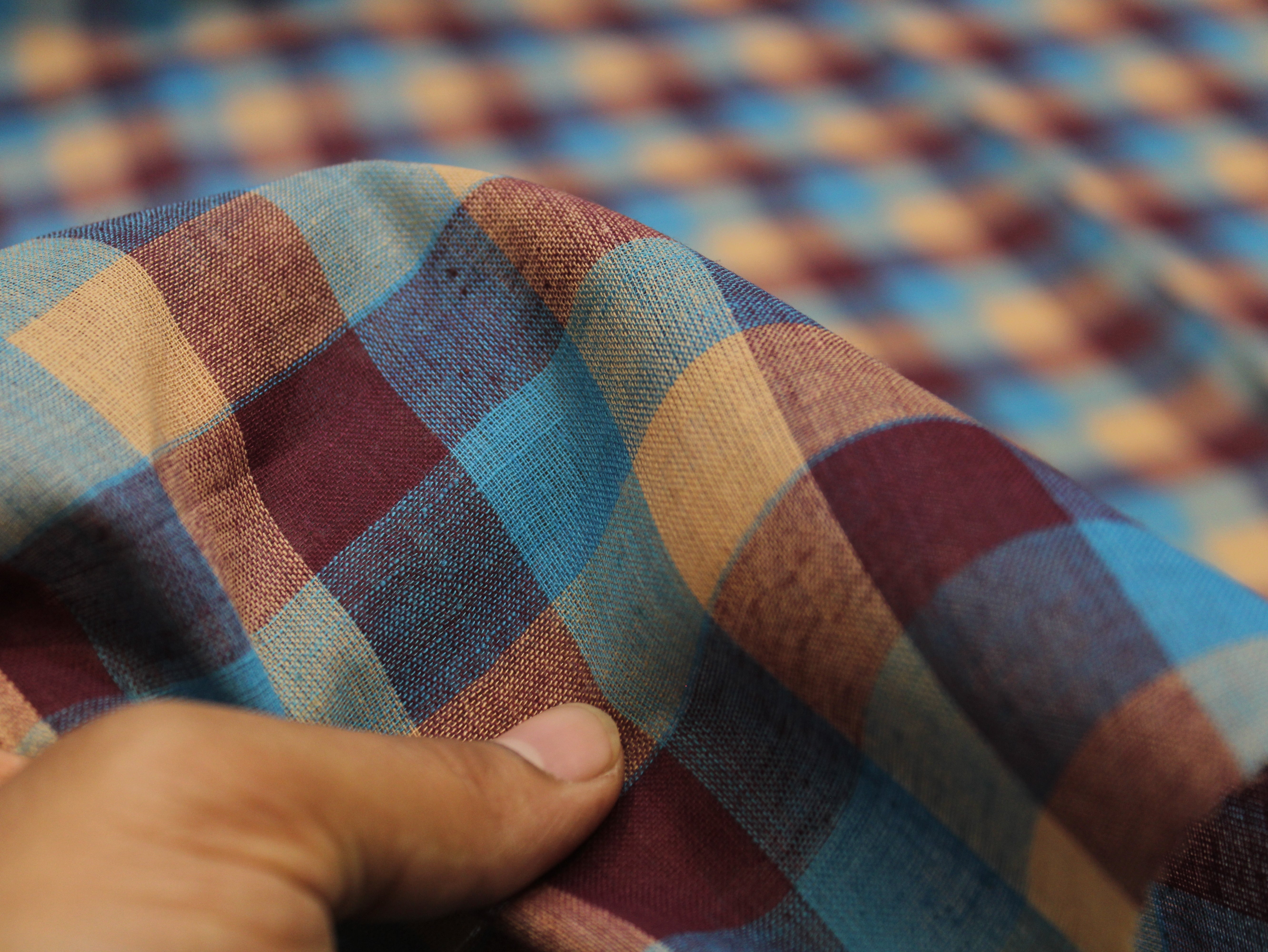 Pure Cotton Handloom Multi Checked Fabric 44 Inch | Mfoks