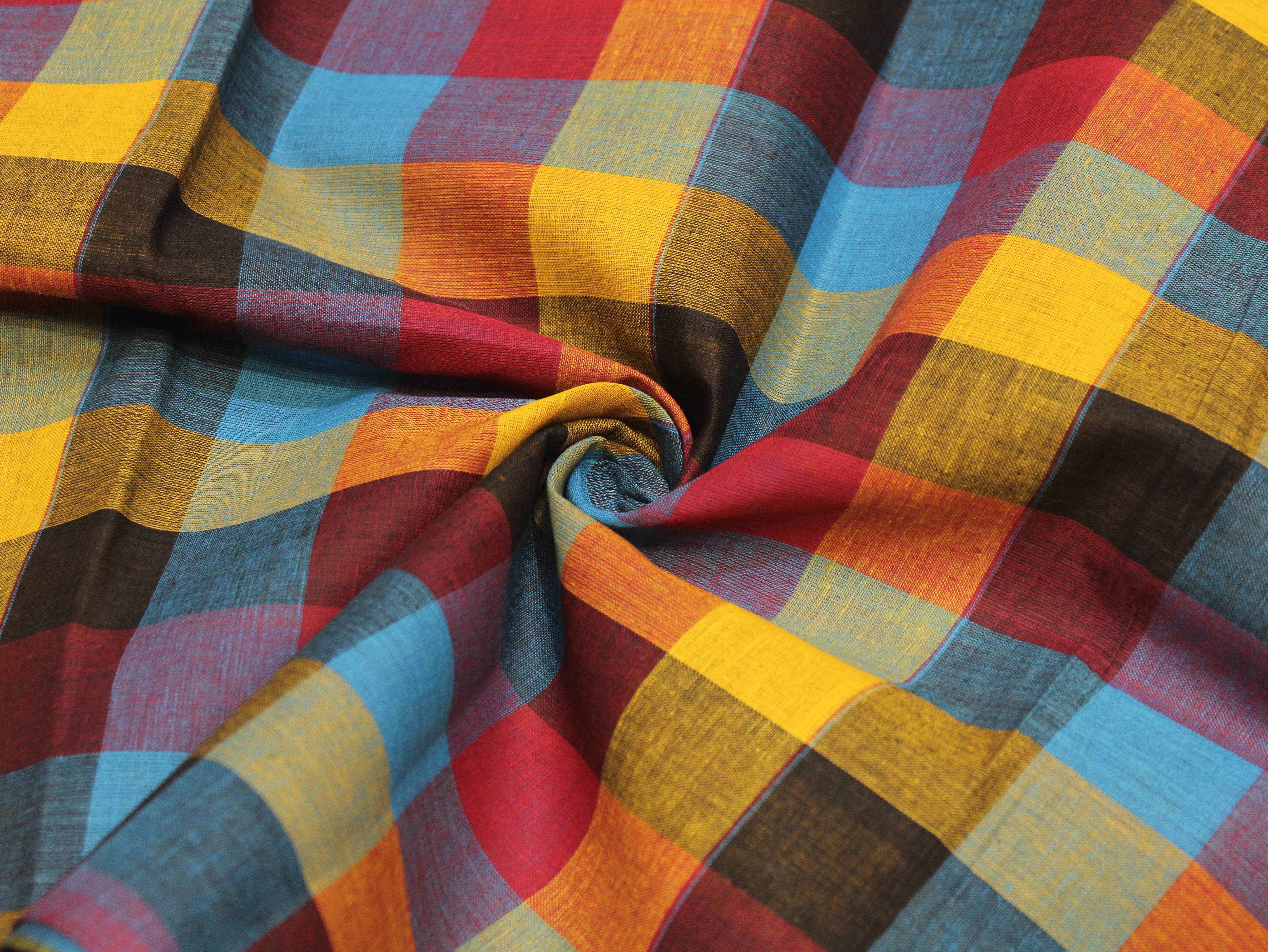 Pure Cotton Handloom Multi Checked Fabric 44 Inch | Mfoks