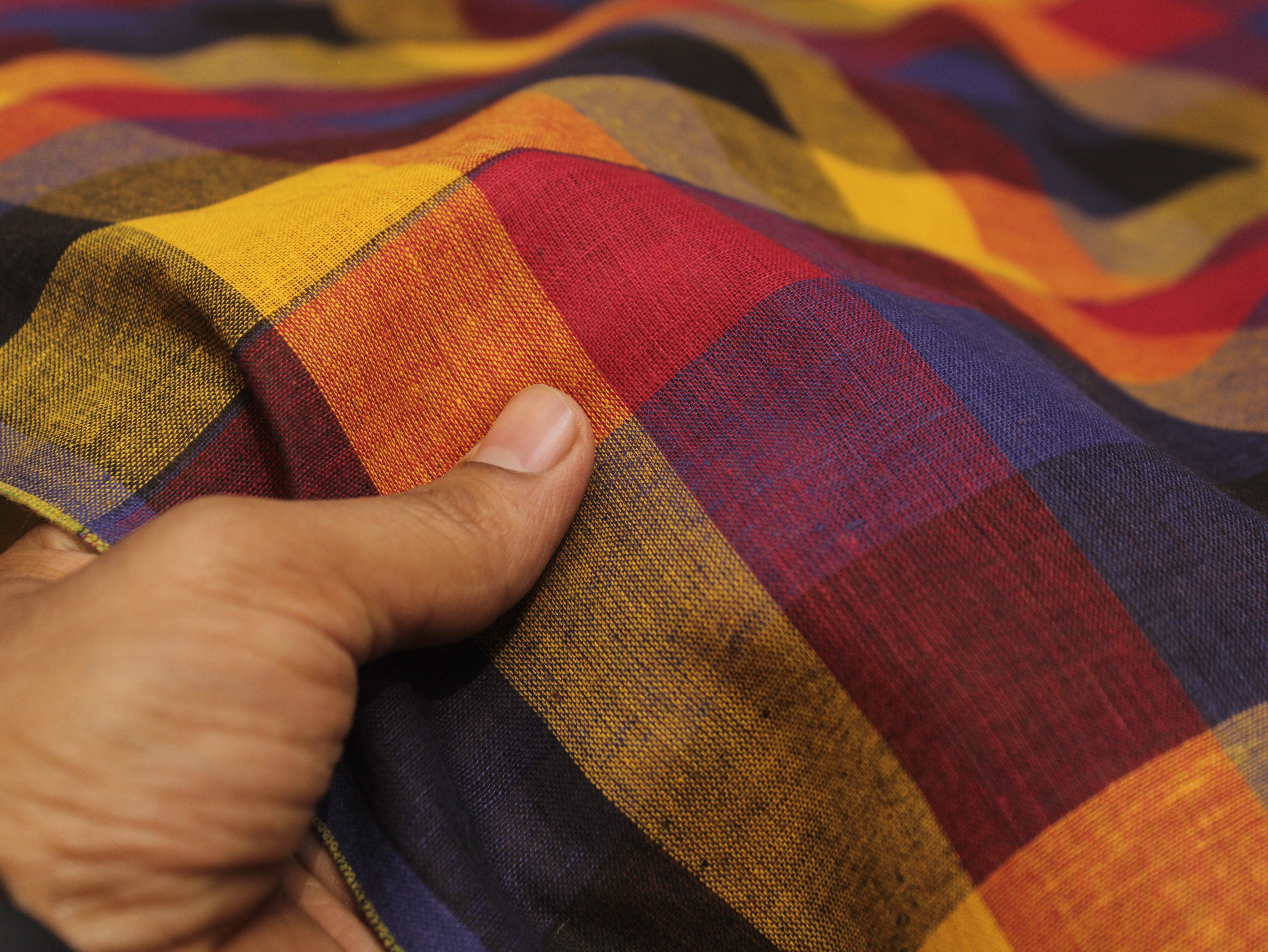 Pure Cotton Handloom Multi Checked Fabric 44 Inch | Mfoks