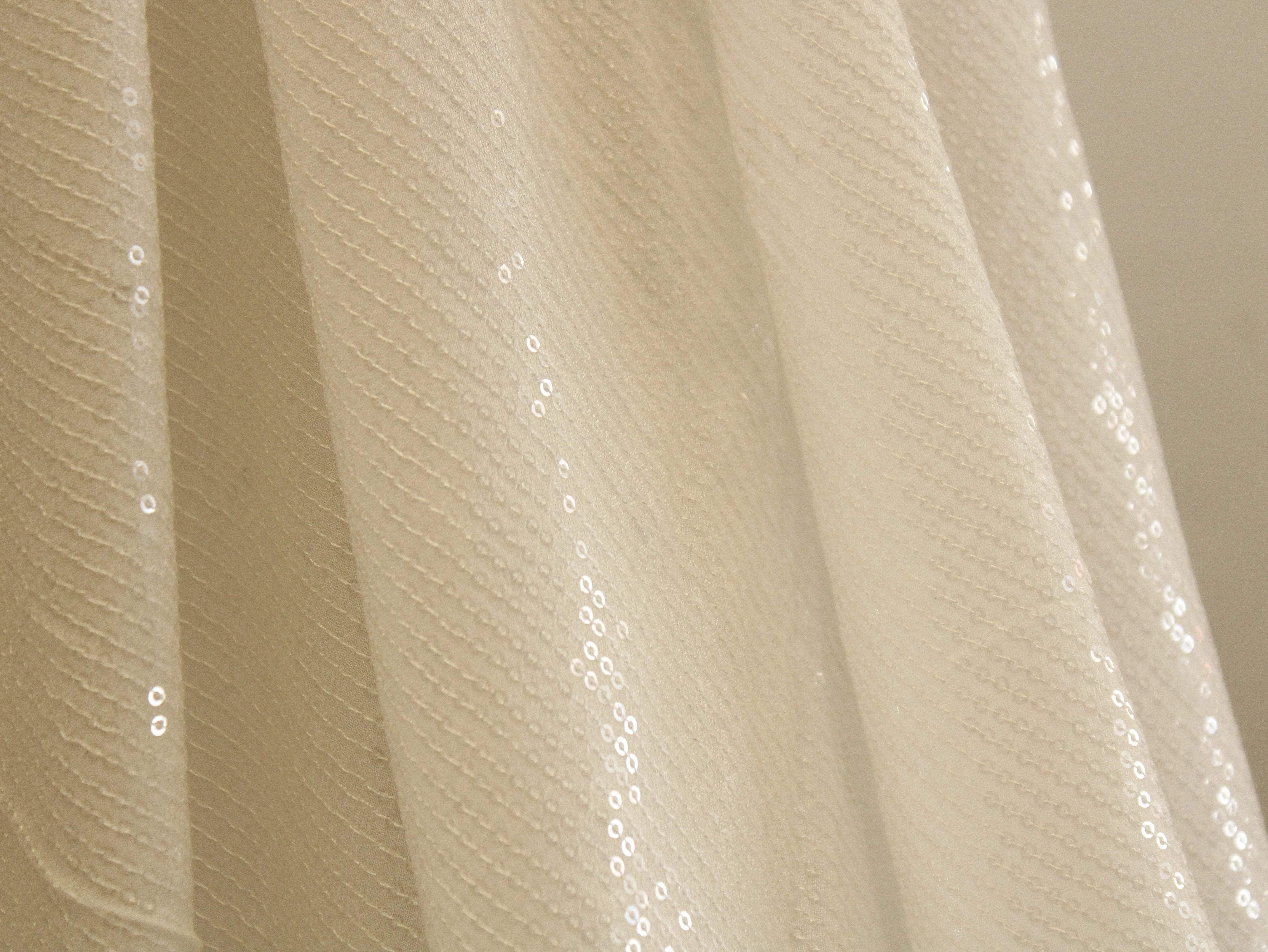 Glitter Sequin Bemberg Georgette Fabric - White Dyeable - M'Foks