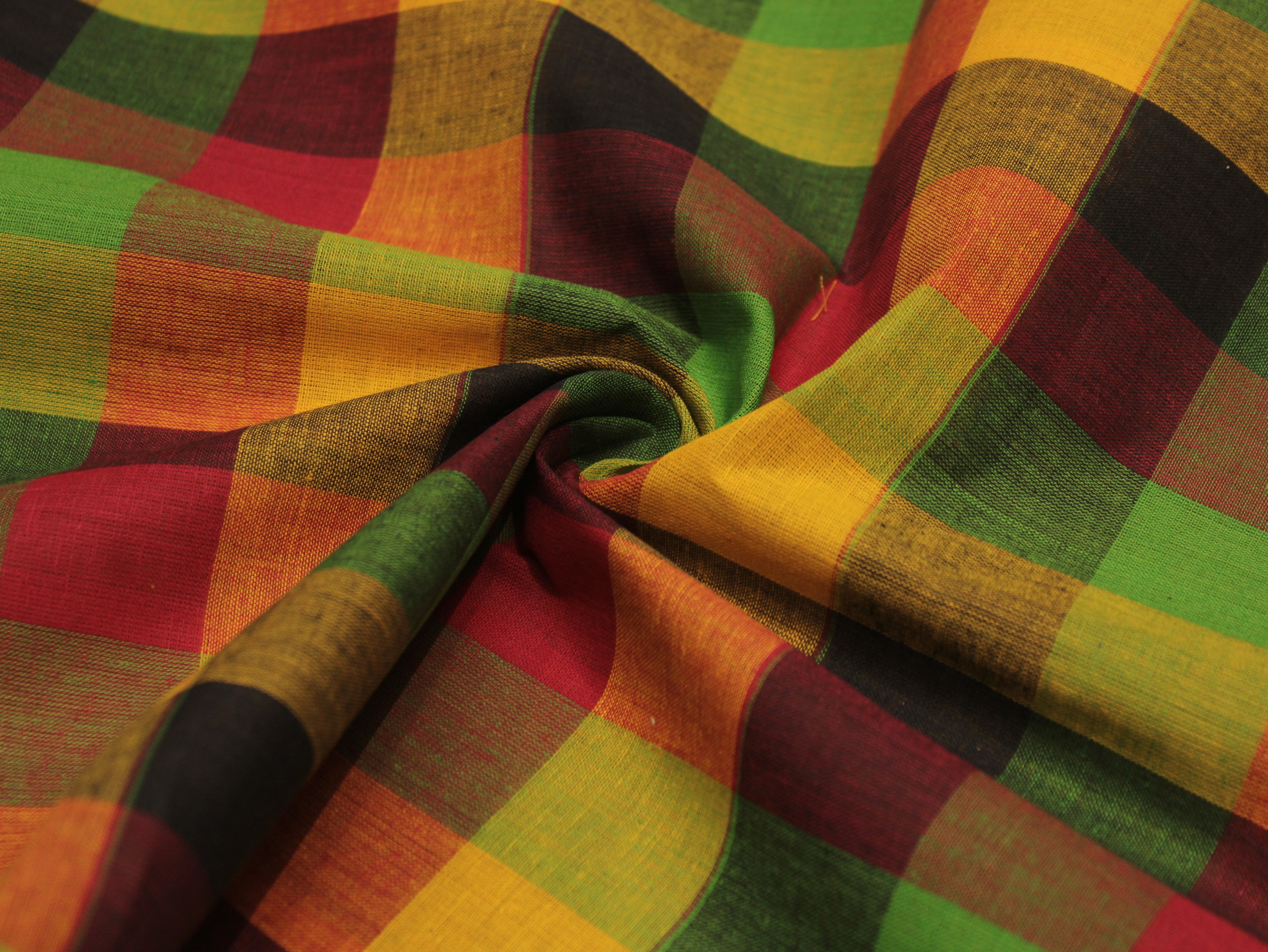 Pure Cotton Handloom Multi Checked Fabric 44 Inch | Mfoks