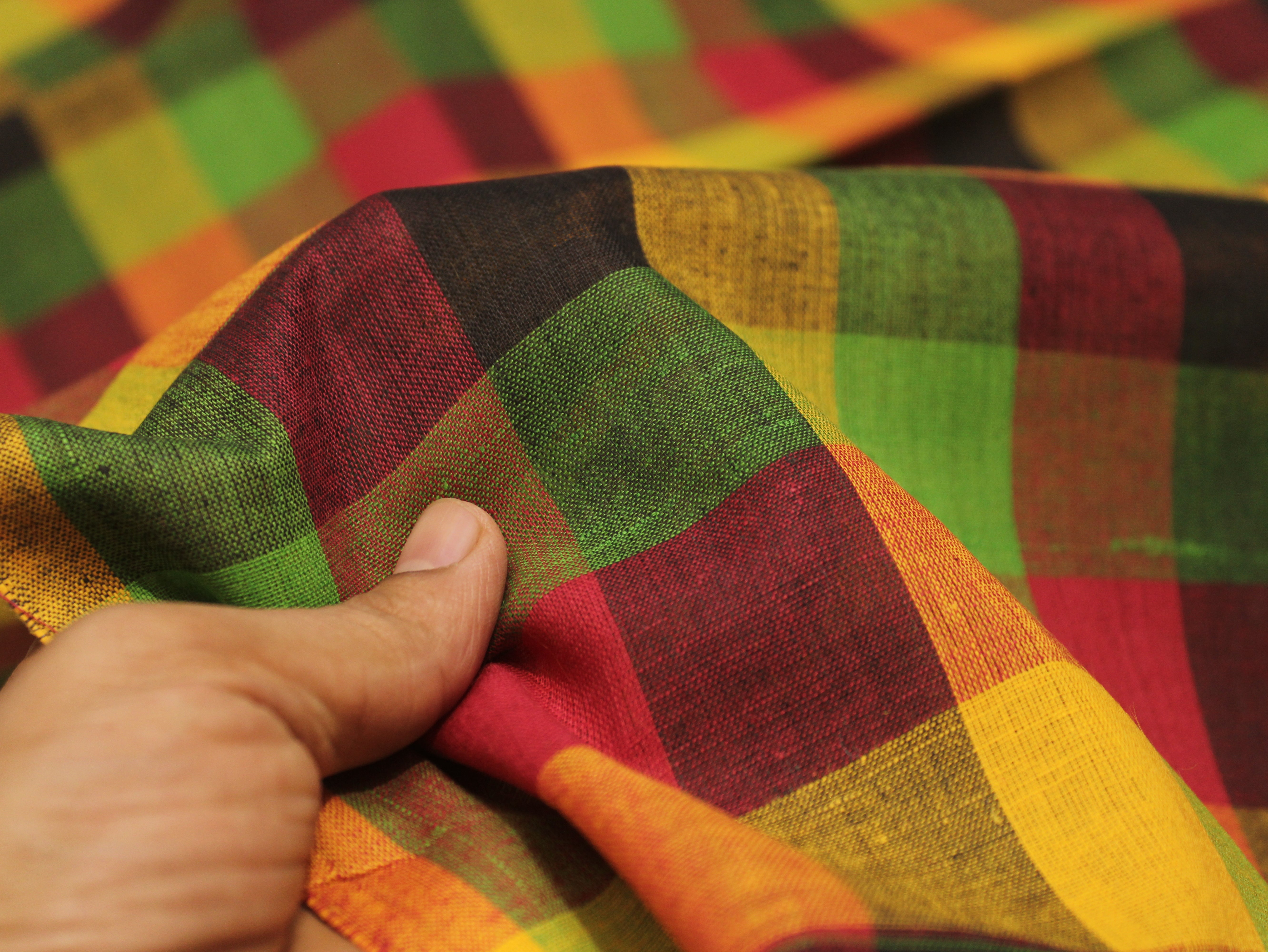 Pure Cotton Handloom Multi Checked Fabric 44 Inch | Mfoks
