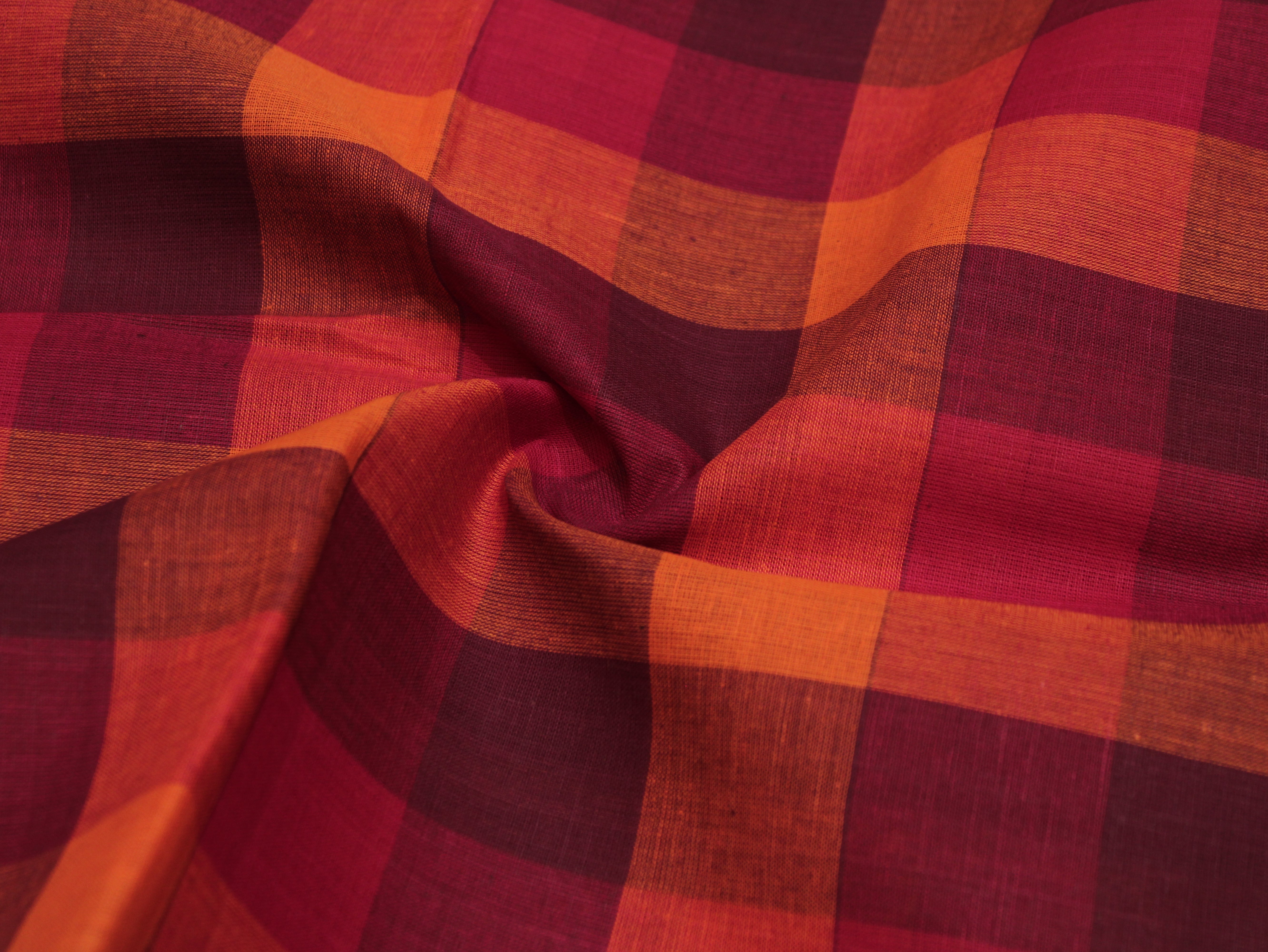 Pure Cotton Handloom Multi Checked Fabric 44 Inch | Mfoks